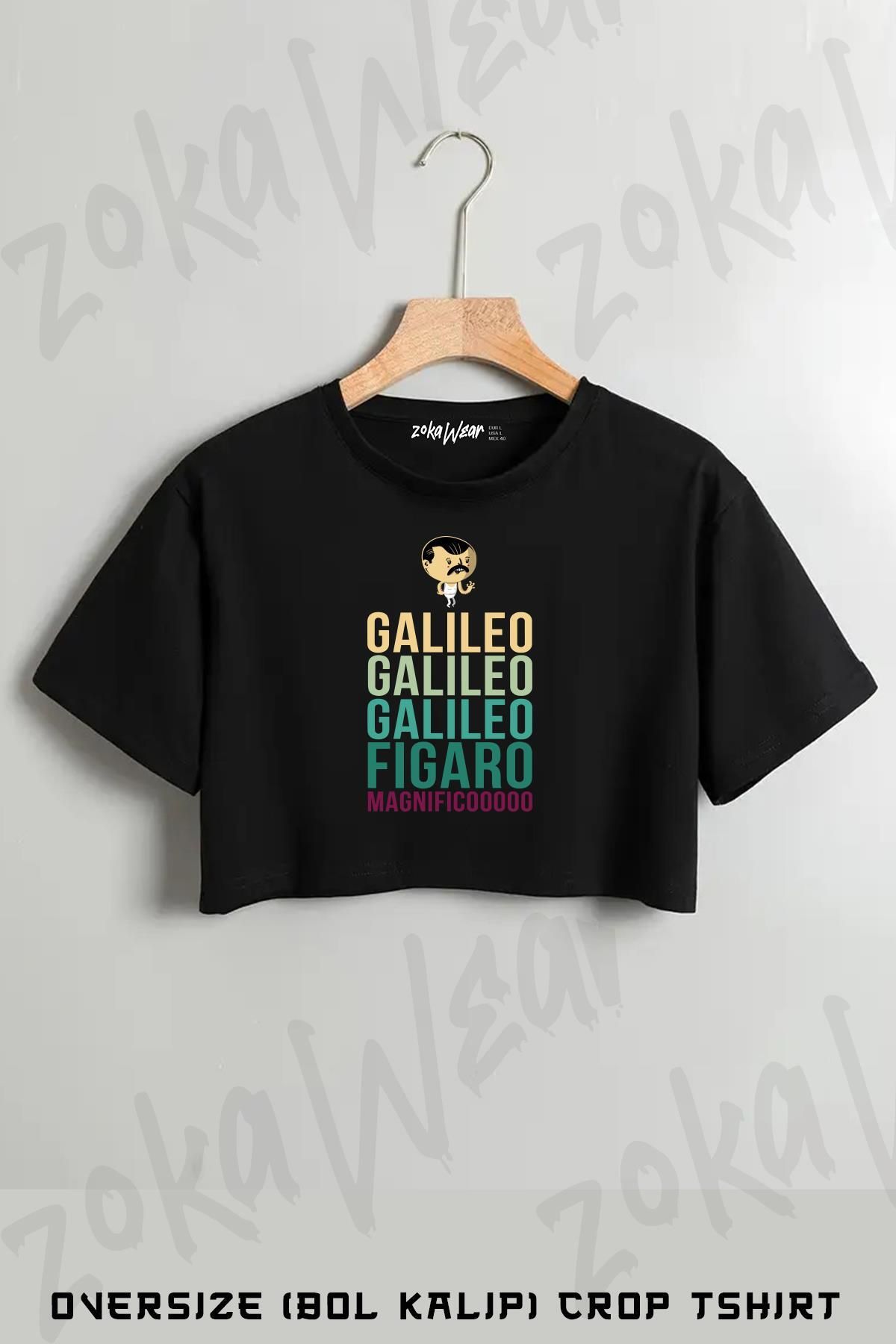 ZOKAWEAR Galileo Queen Freddie Baskılı Oversize Crop T-Shirt