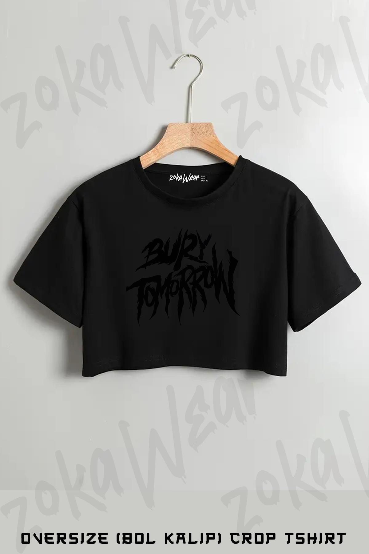ZOKAWEAR Bury Tomorrow Baskılı Oversize Crop T-Shirt
