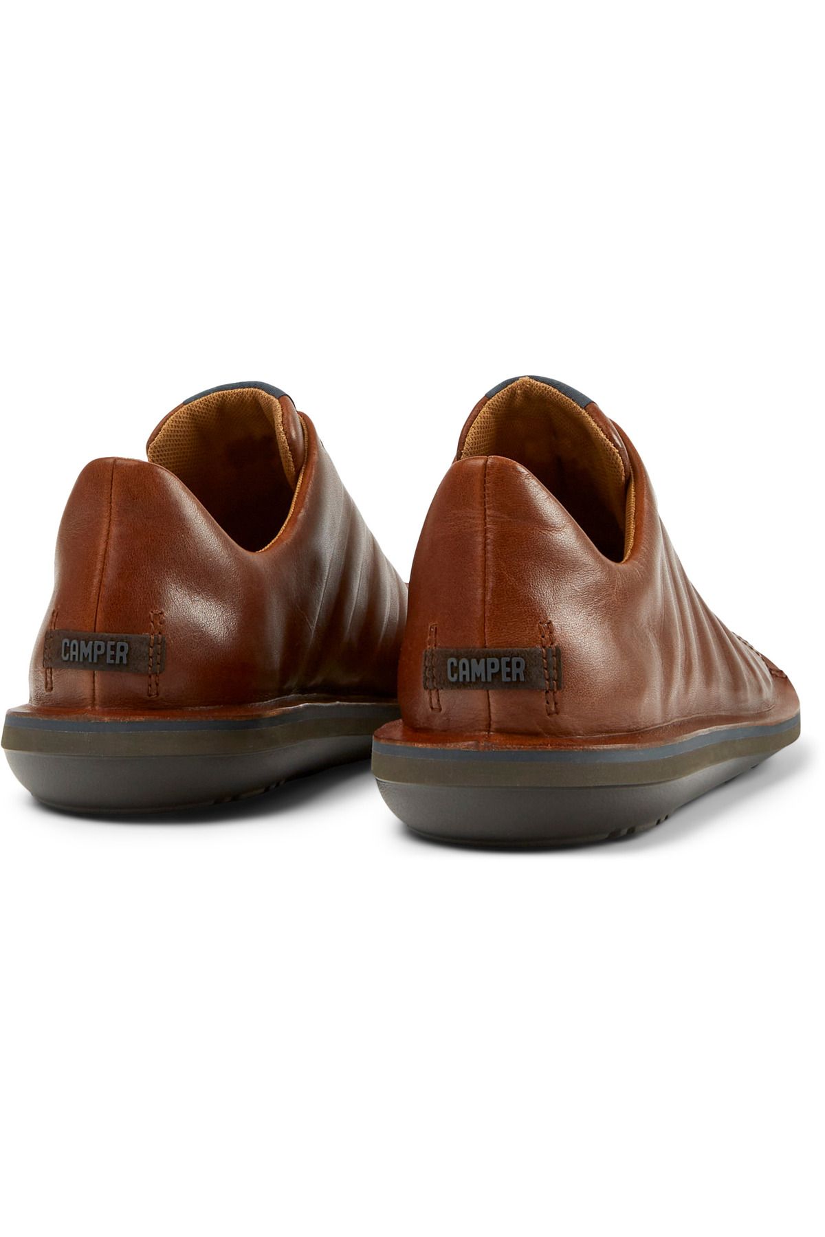 CAMPER-Men's Brown Textured Genuine Leather Casual Shoes With Lightweight Sole - Beetle 4