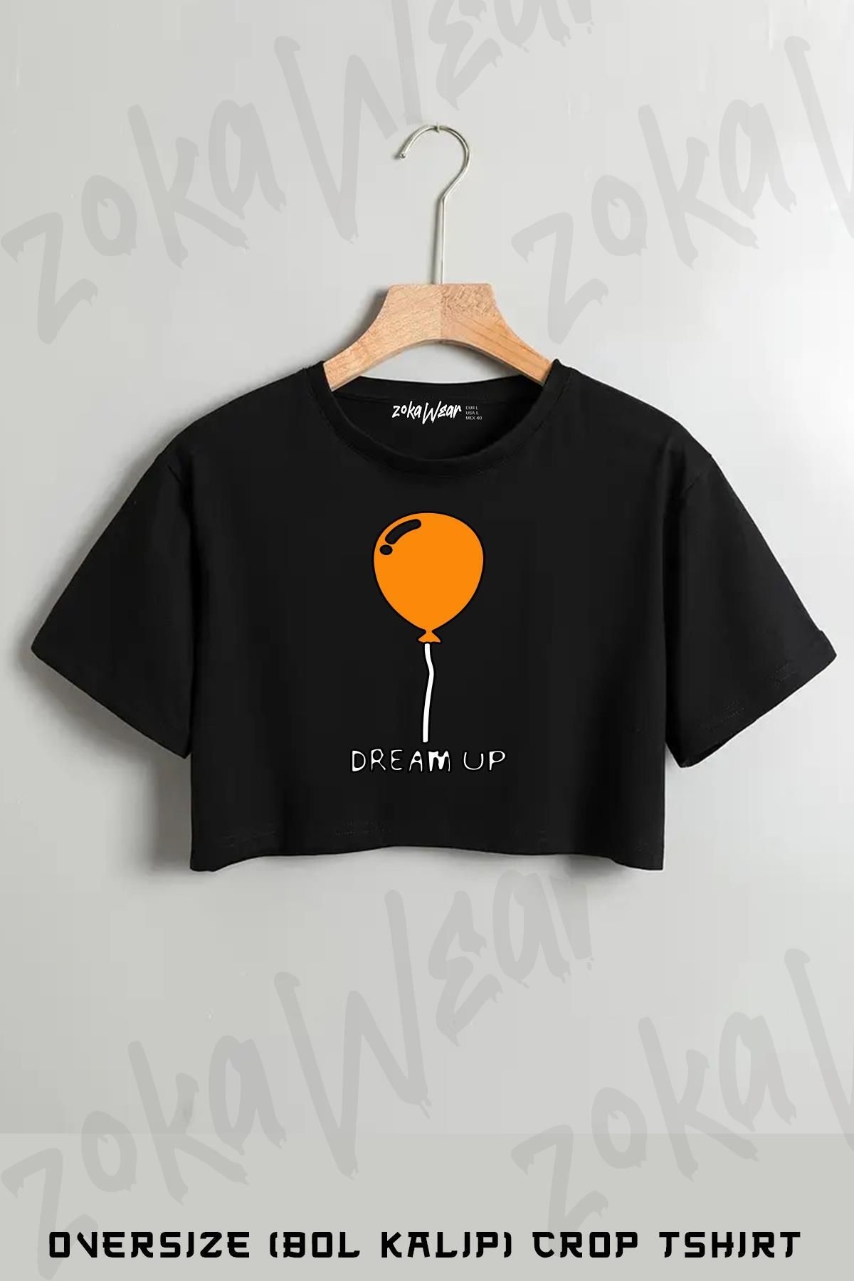 ZOKAWEAR Dream Up Baskılı Oversize Crop T-Shirt