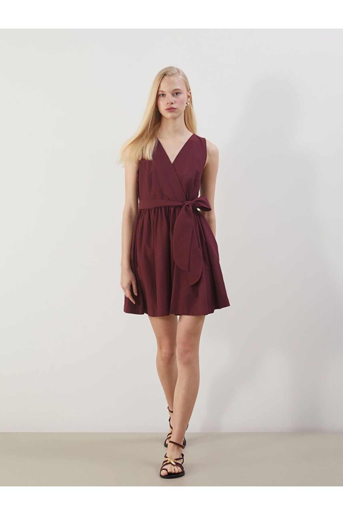 LC Waikiki XSIDE Kruvaze Yaka Poplin Mini Elbise