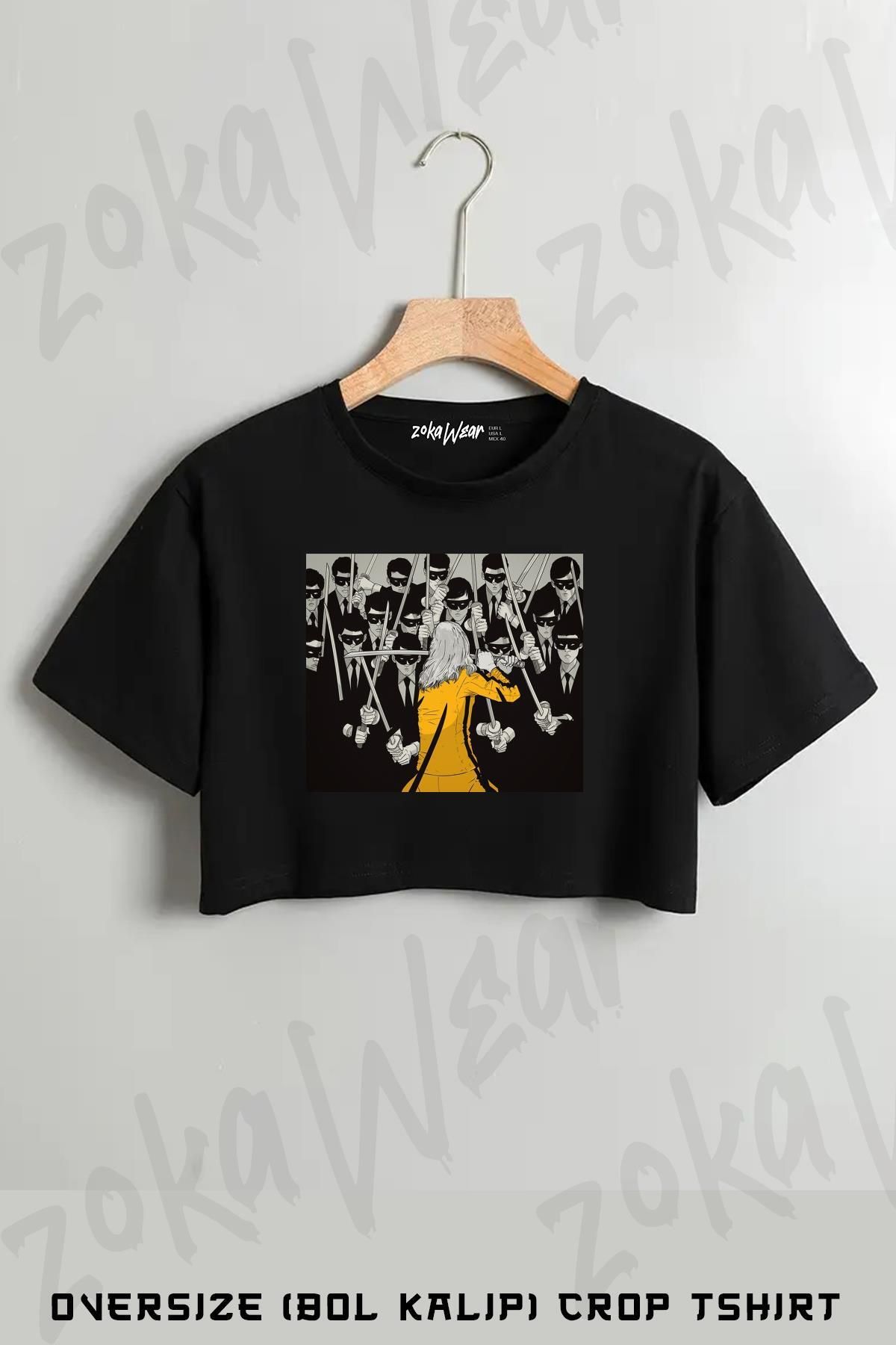 ZOKAWEAR Kill Bill Concept Art Baskılı Oversize Crop T-Shirt