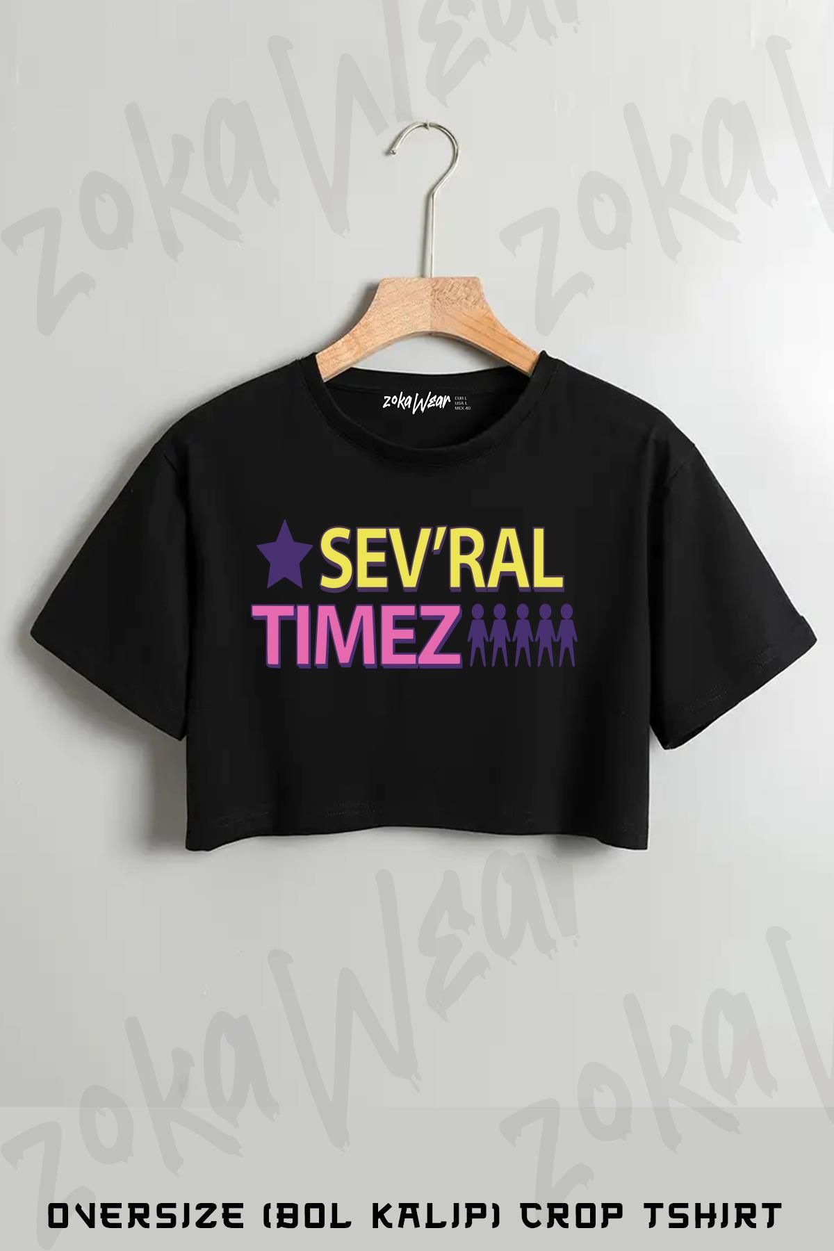 ZOKAWEAR Sev'ral Timez Gravity Falls Baskılı Oversize Crop T-Shirt
