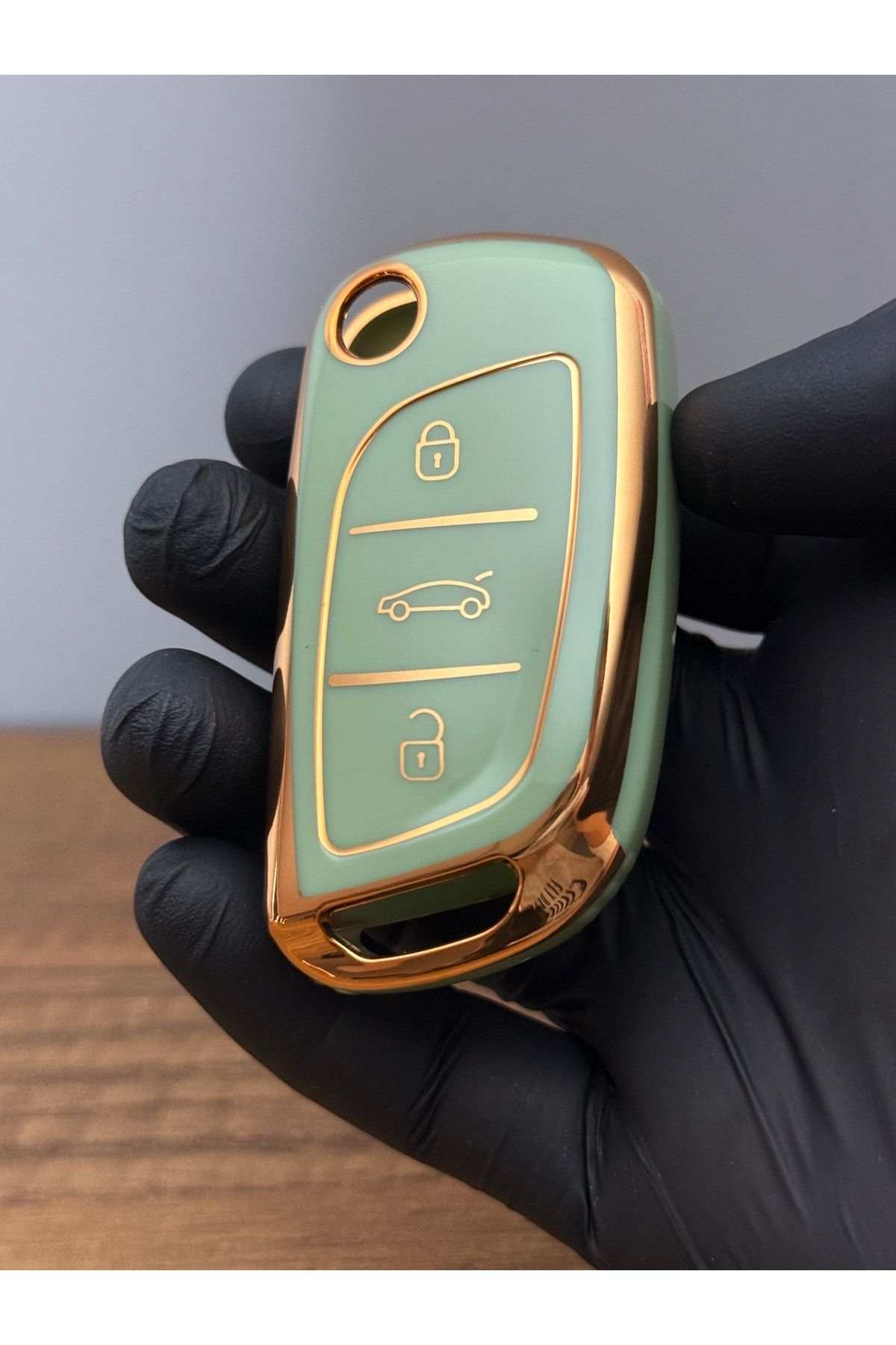 Mavi Keys Citroen Berlingo C2, C3, C4 Peugeot Partner 307, 207 308 5008 3 düğmeli Silikon Anahtar Kılıfı Yeşil