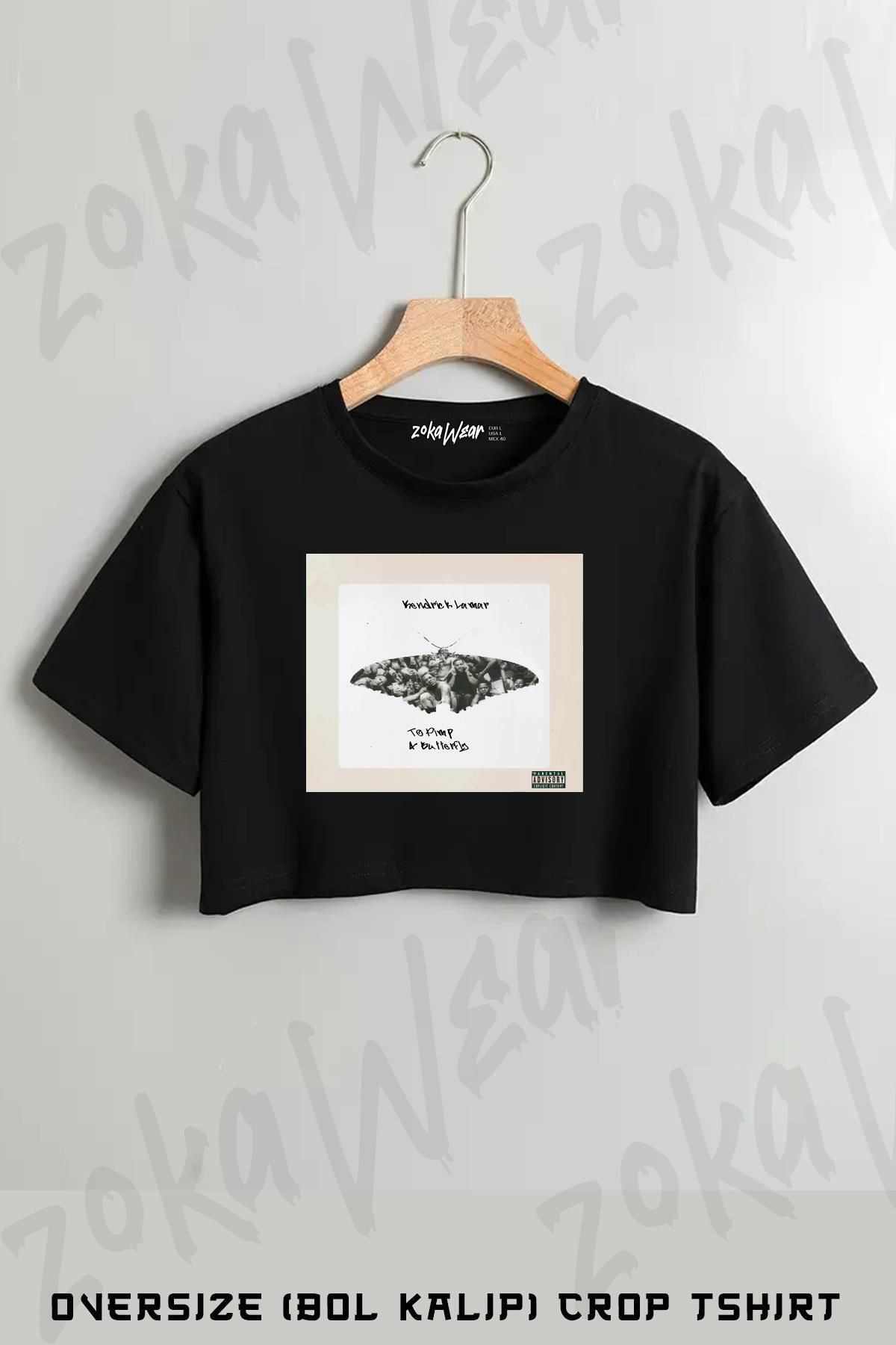 ZOKAWEAR Kendrick Lamar Baskılı Oversize Crop T-Shirt