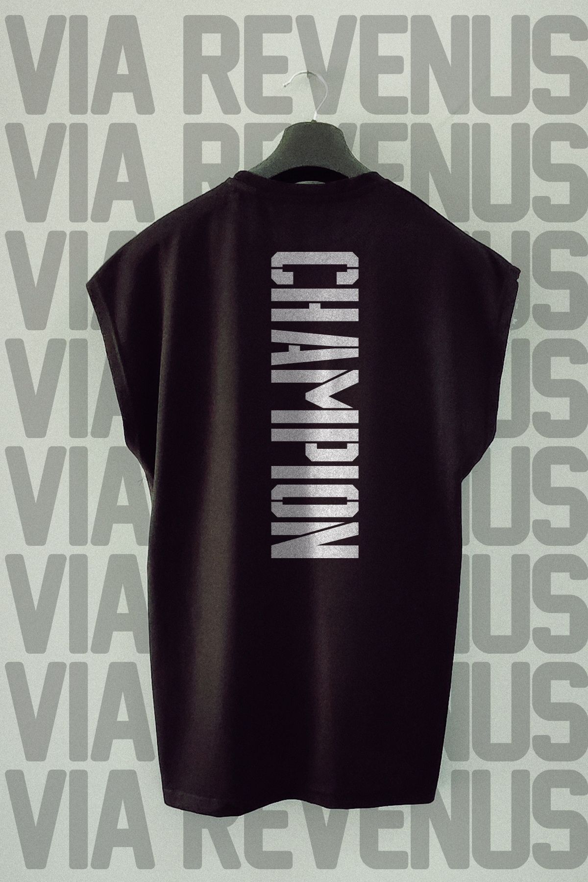 Vordevia Yazı Sırt Baskılı Sıfır Kollu Bisiklet Yaka Spor Tshirt