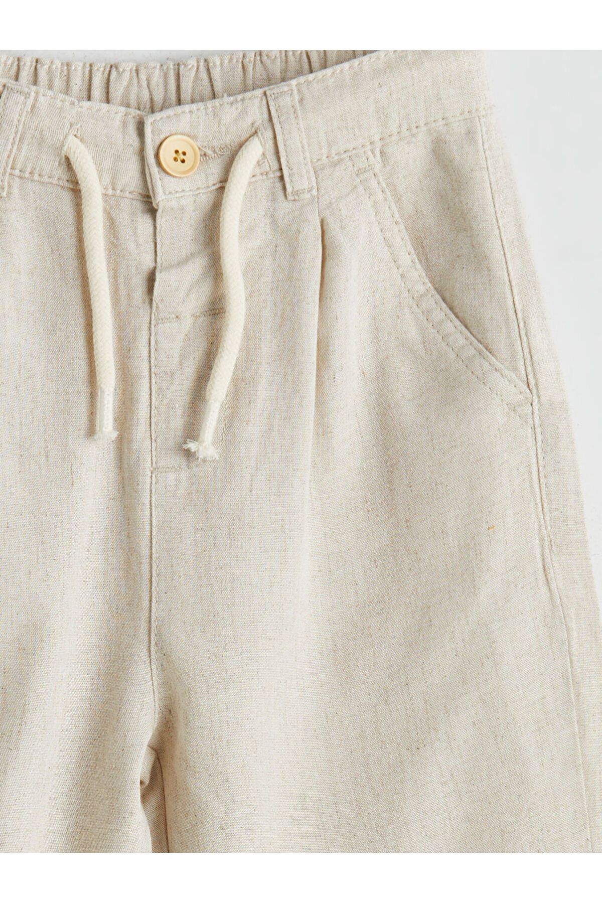 LC Waikiki-Create Your Style from Uzg Store |   Ecru Elastic Waist Linen Boy's Trousers 4