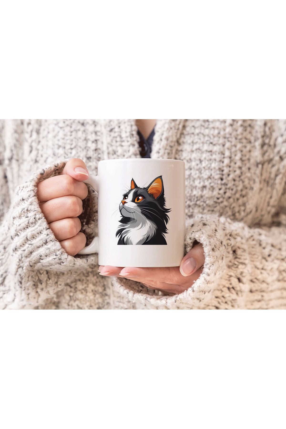 sielta Kedi Cat Baskılı Hediyelik Porselen Kupa Bardak