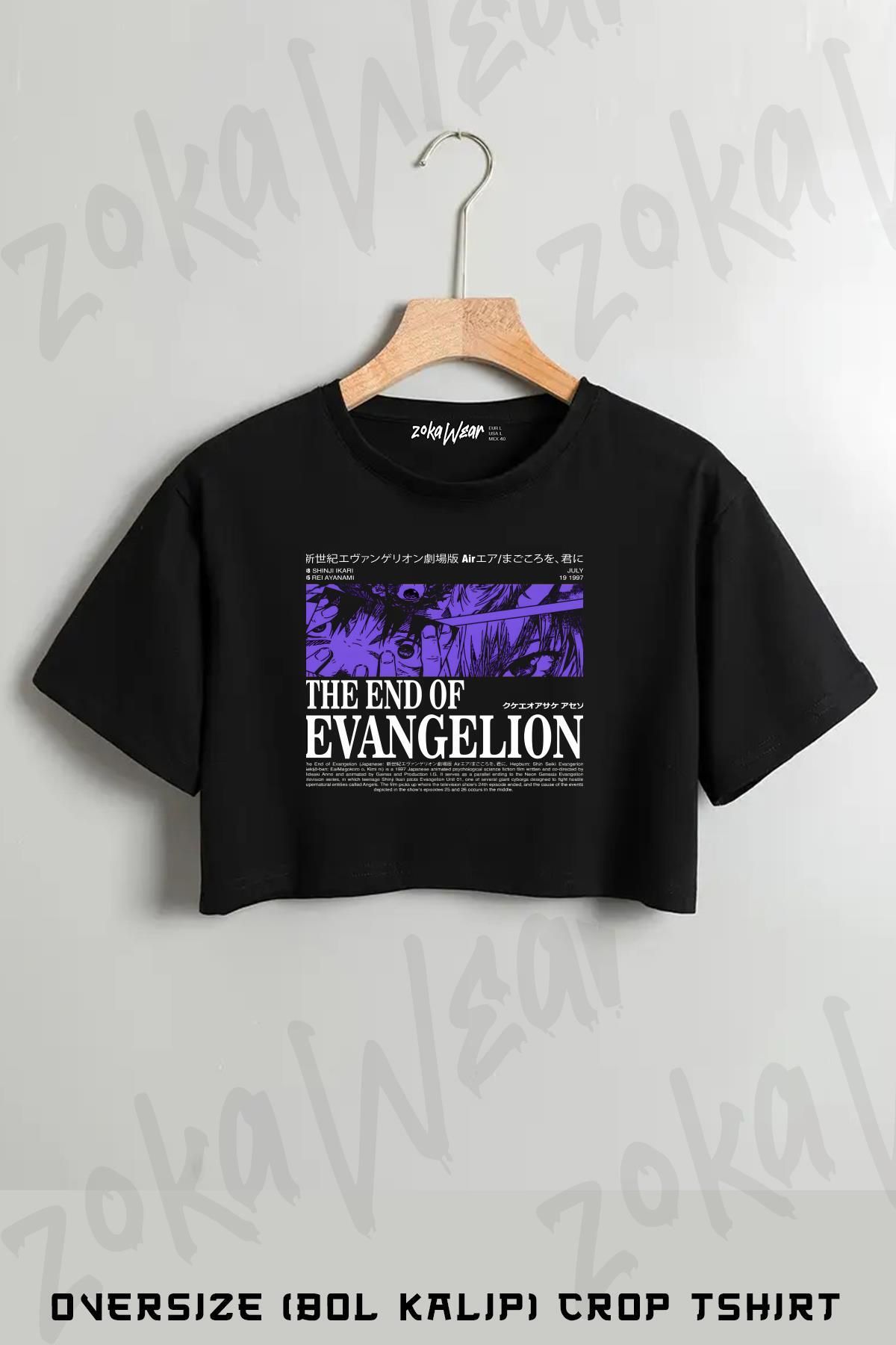 ZOKAWEAR The End Of Evangelion Baskılı Oversize Crop T-Shirt