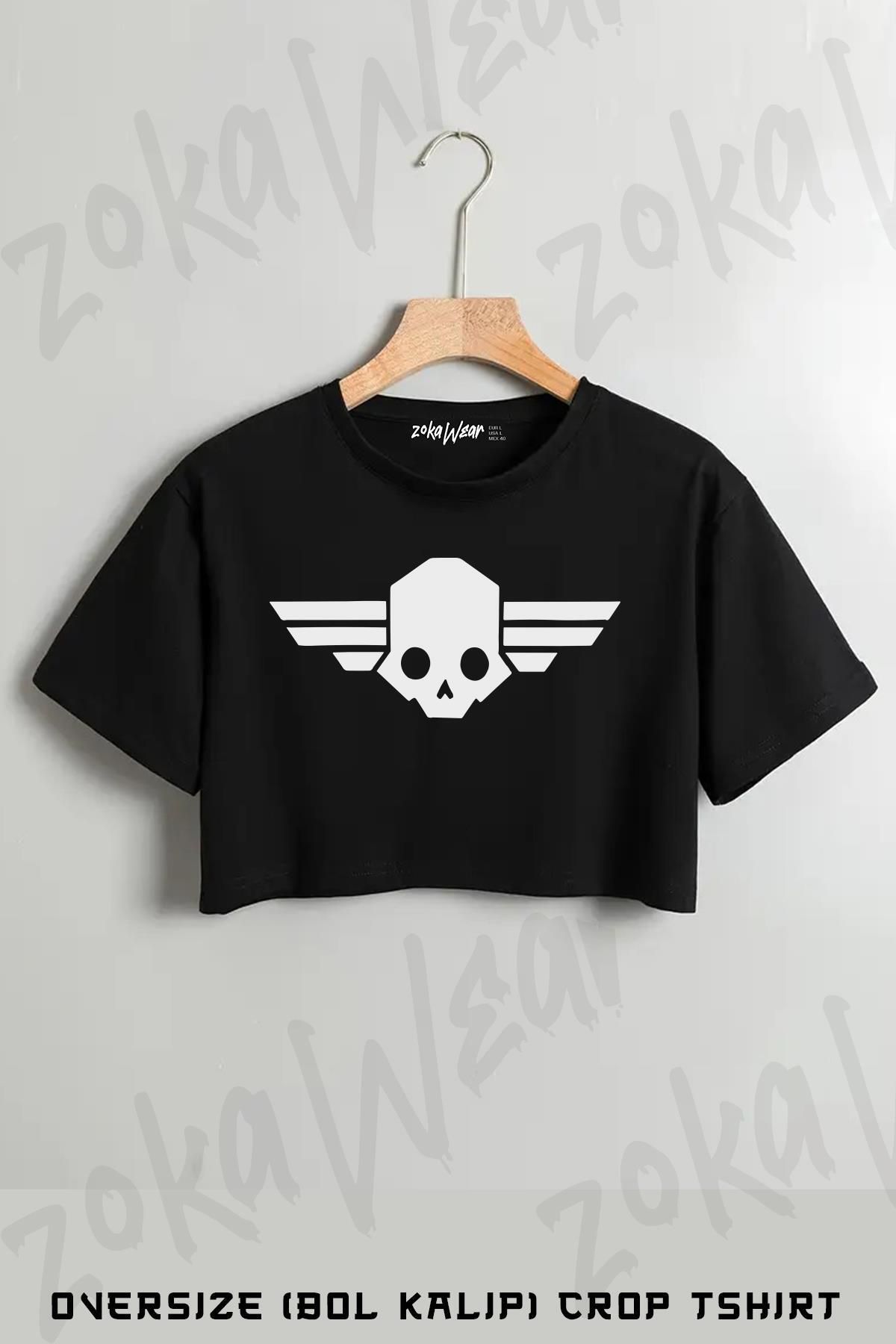ZOKAWEAR Helldivers Baskılı Oversize Crop T-Shirt