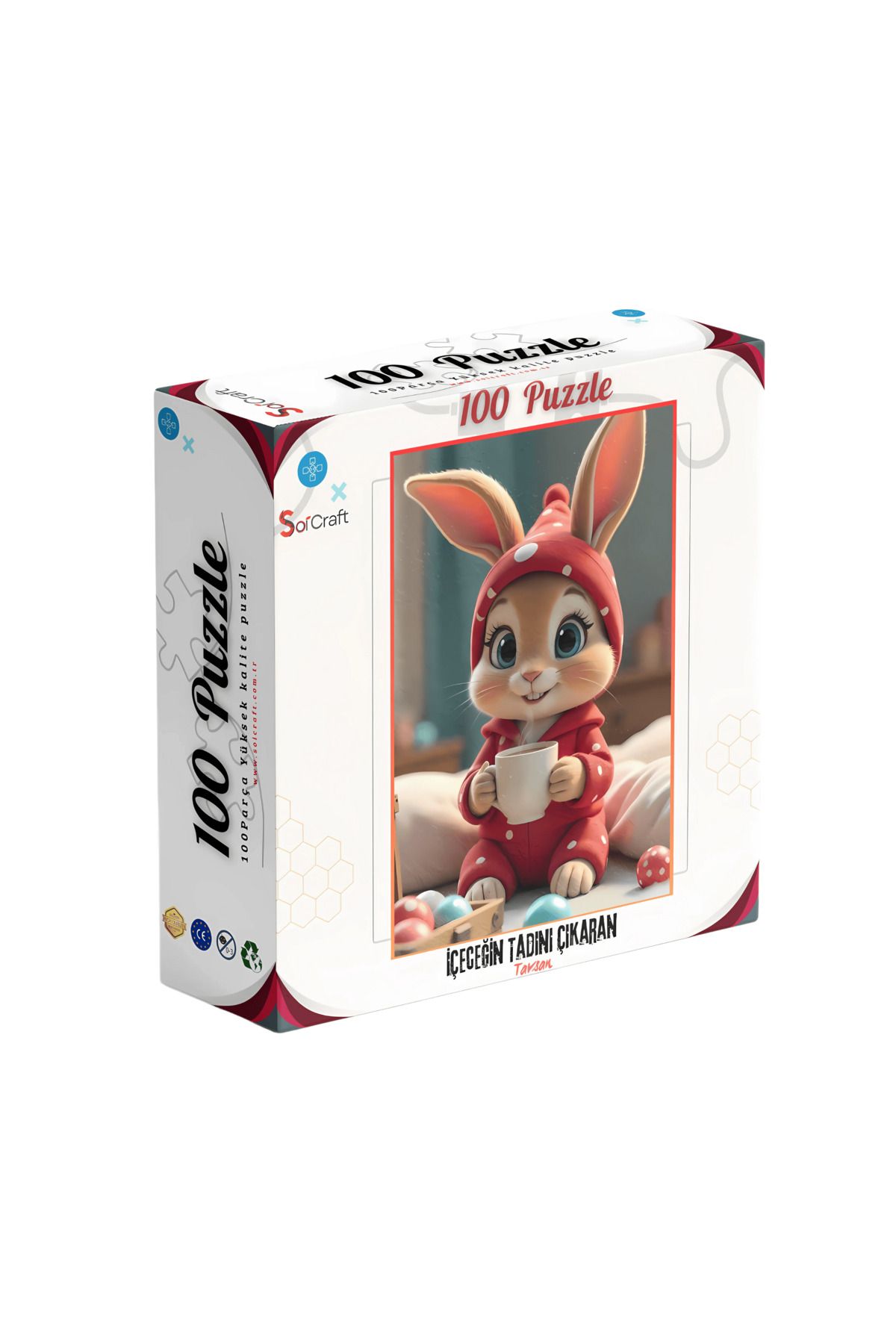 Soi Craft 100 Parça Puzzle Çift Tasarım Tek Kutu Sevimli Tavşan