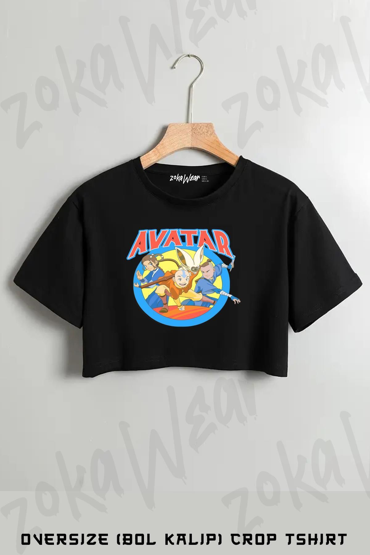 ZOKAWEAR Avatar The Last Airbender Group Vintage Circle Baskılı Oversize Crop T-Shirt