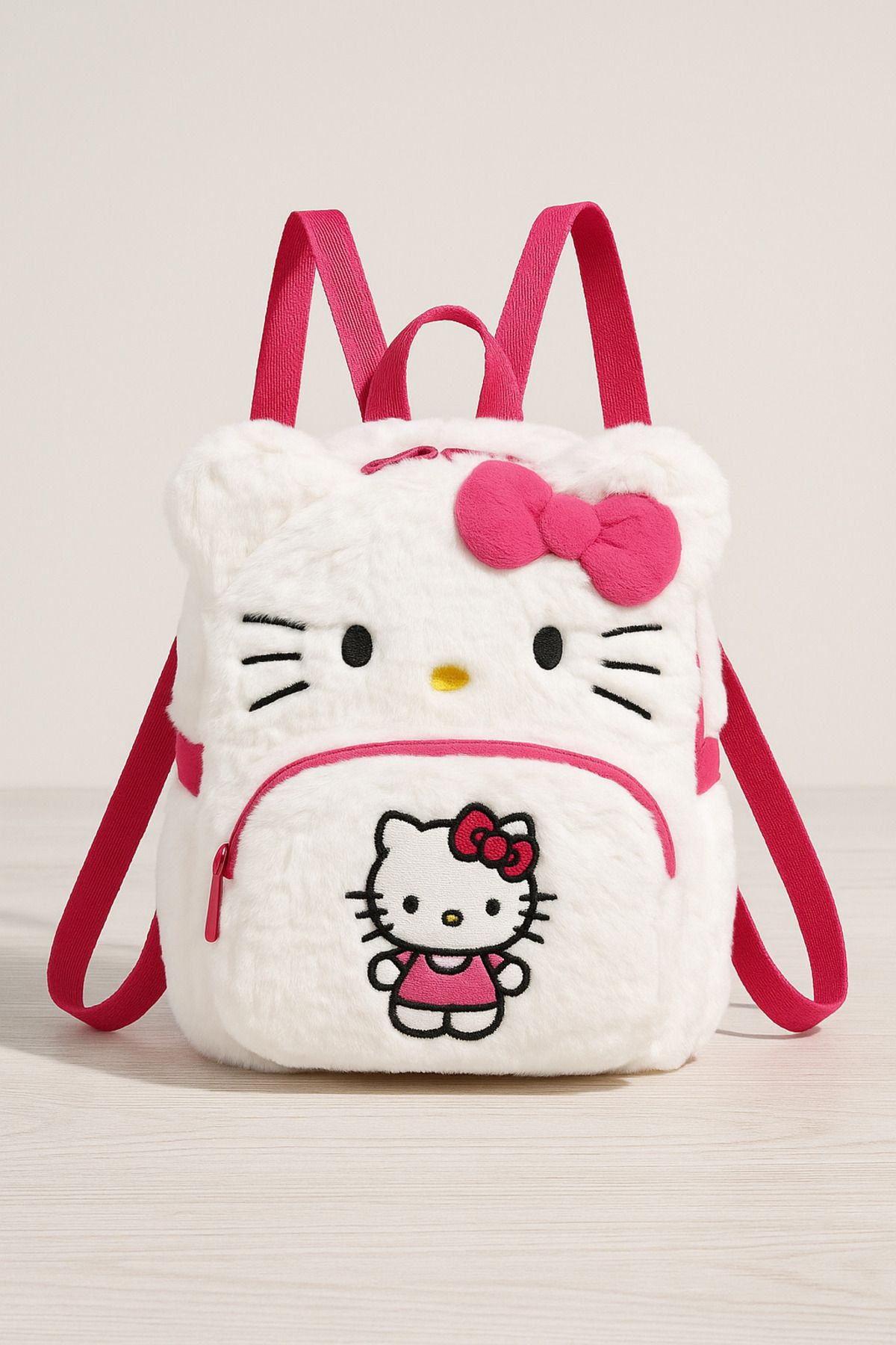 facnspt Hello Kitty Peluş Sırt Çantası – Pembe Beyaz
