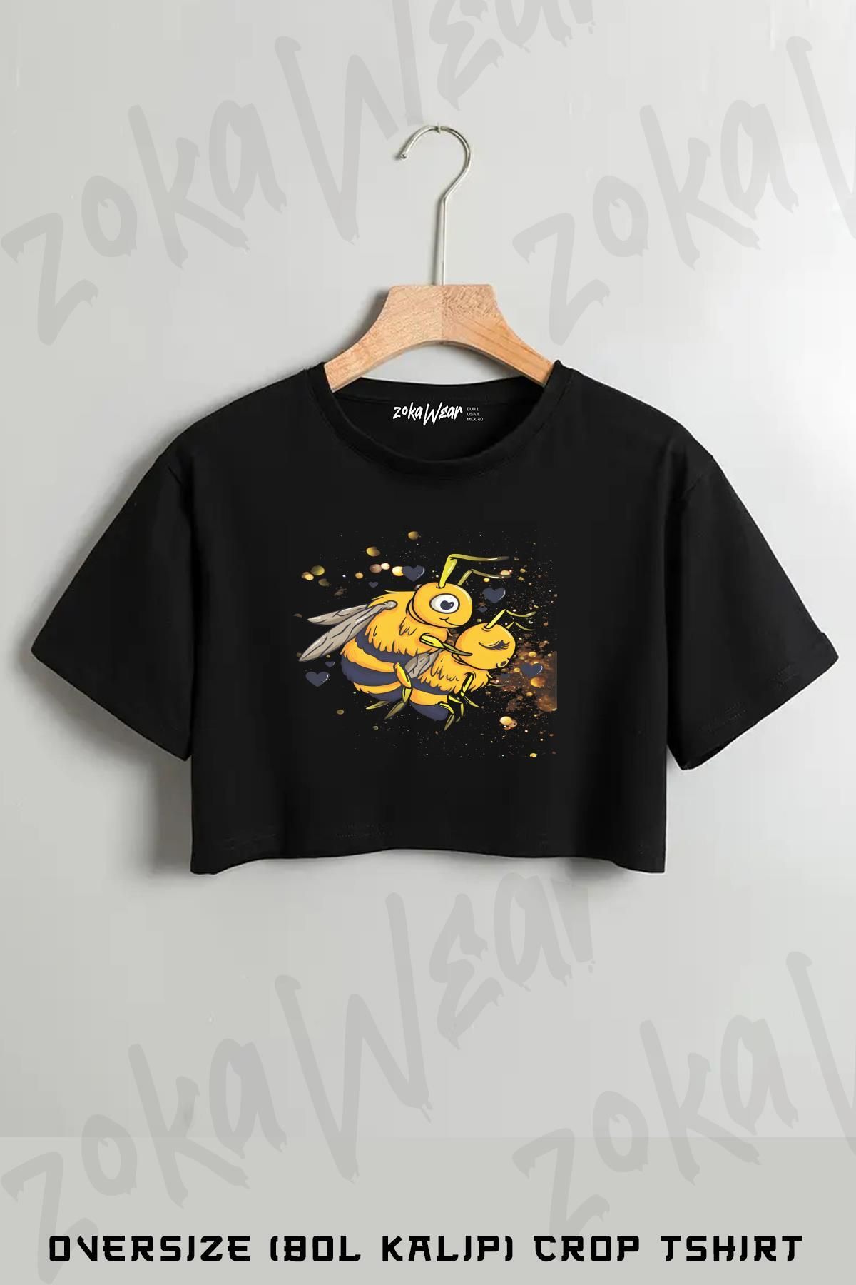 ZOKAWEAR Arıcı v2 Baskılı Oversize Crop T-Shirt