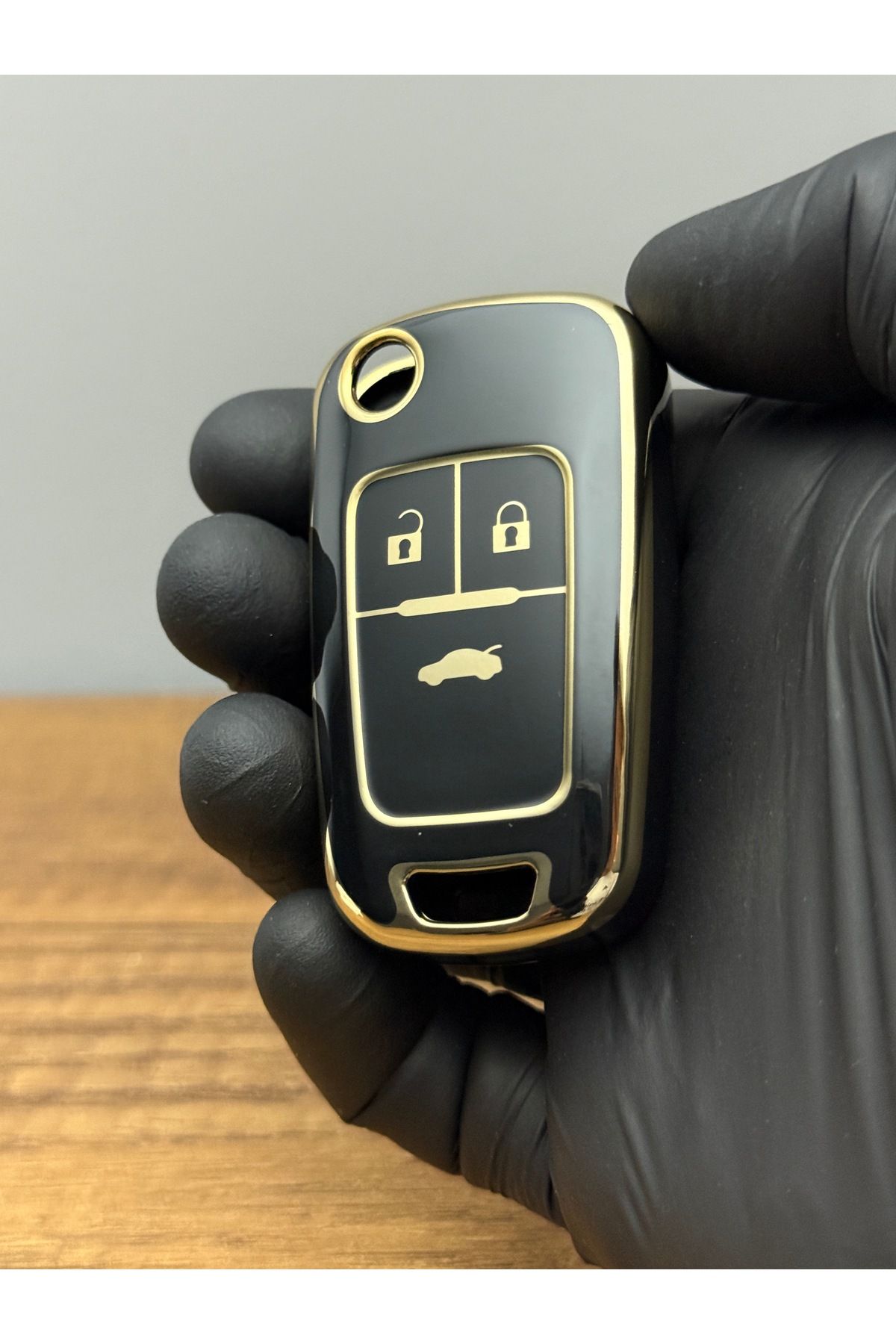 Mavi Keys Opel Astra J, Insignia, Vauxhall, Chevrolet Cruze 3 Düğmeli Silikon Kumanda Kılıfı - Siyah Renk