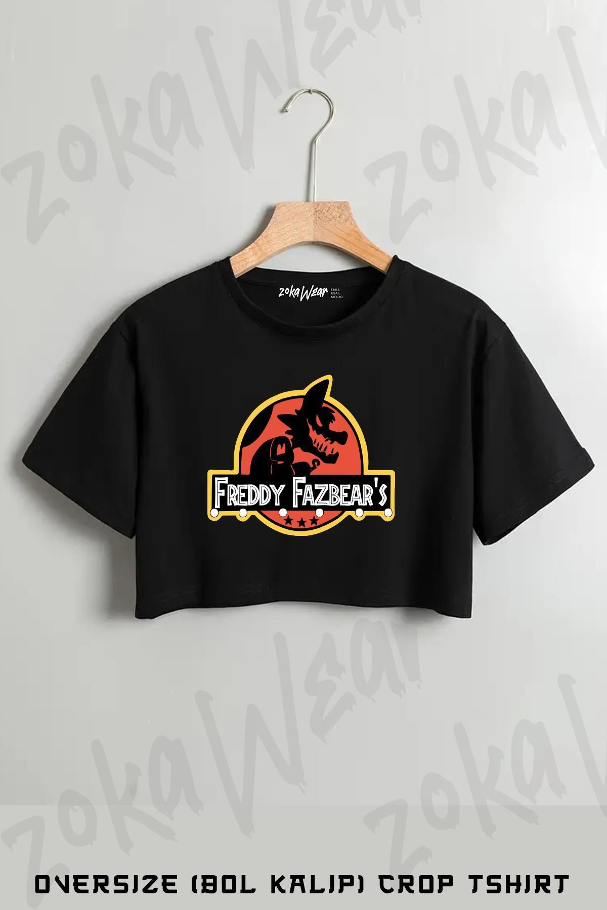 ZOKAWEAR FNAF Five Nights At Freddys Fazbear Baskılı Oversize Crop T-Shirt