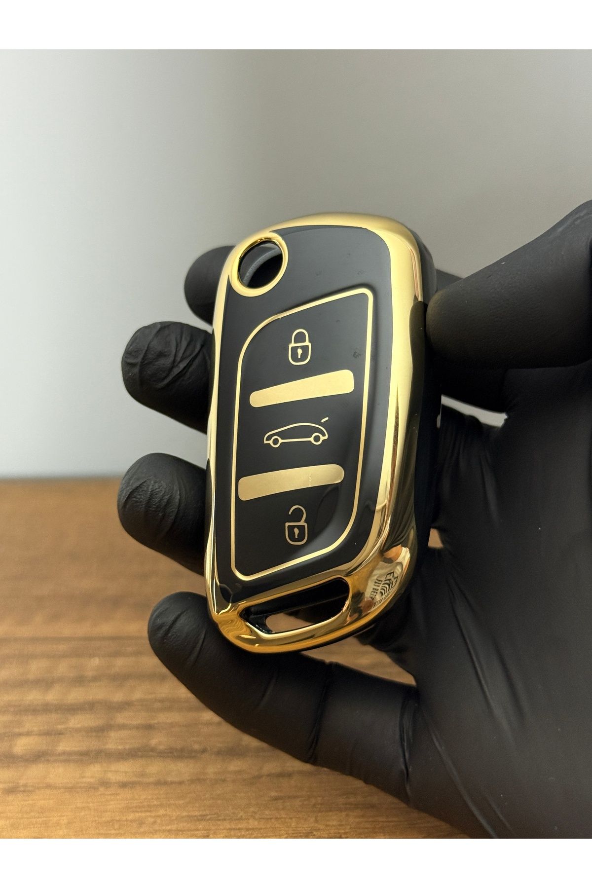 Mavi Keys Citroen Berlingo C2, C3, C4 Peugeot Partner 307, 207 308 5008 3 düğmeli Silikon Anahtar Kılıfı Siyah