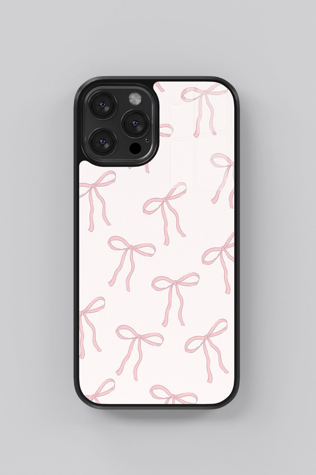 GoldenCase Iphone 13 Mini Pembe-Beyaz Fiyonk Flexible Cam Kılıf