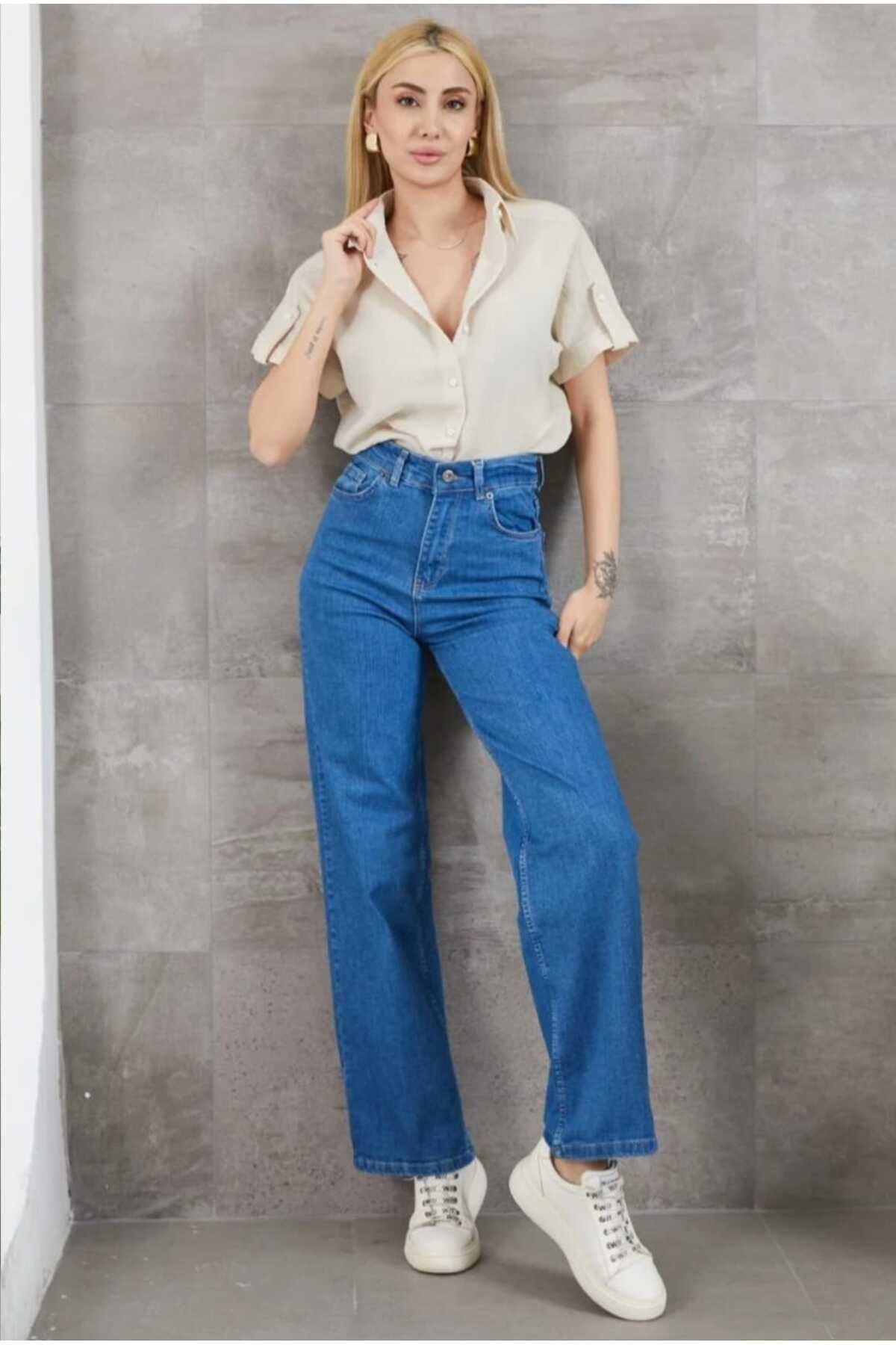 Store Yüksek Bel Kot Pantolon