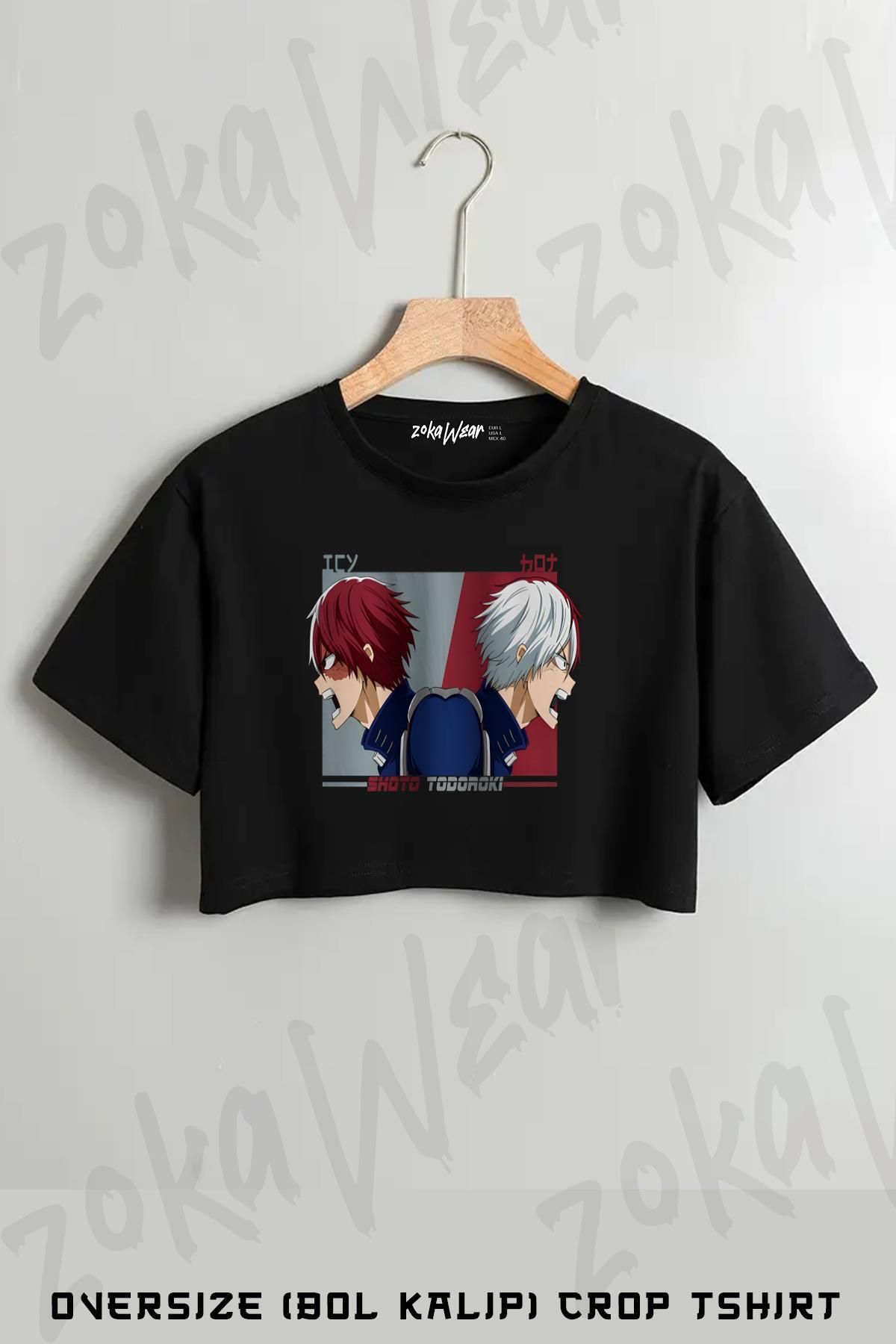 ZOKAWEAR My Hero Academia Shoto Todoroki 2 Baskılı Oversize Crop T-Shirt