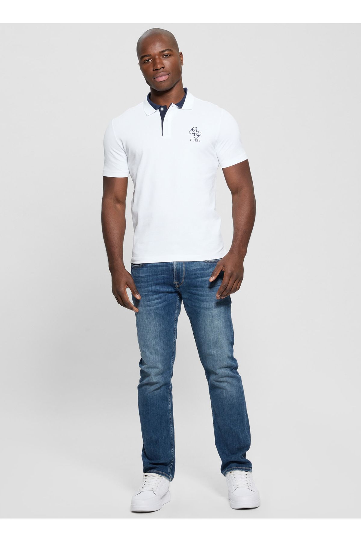 Guess Desenli Beyaz Erkek Polo T-Shirt M5GP60K7O64G011 LYLE SS POLO