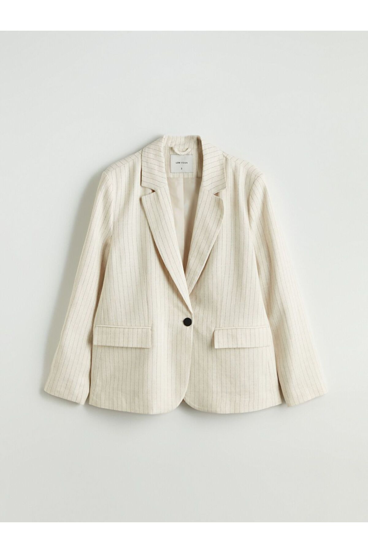 LC Waikiki-Jachetă blazer pentru femei LCW Vision cu dungi din amestec de in 5