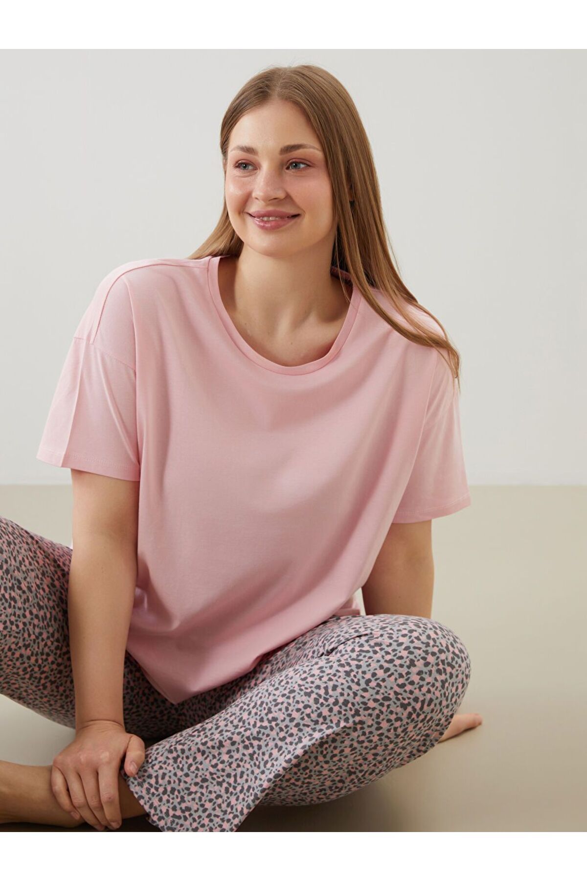LC Waikiki LCW DREAM Büyük Beden Desenli Kadın Pijama Takımı