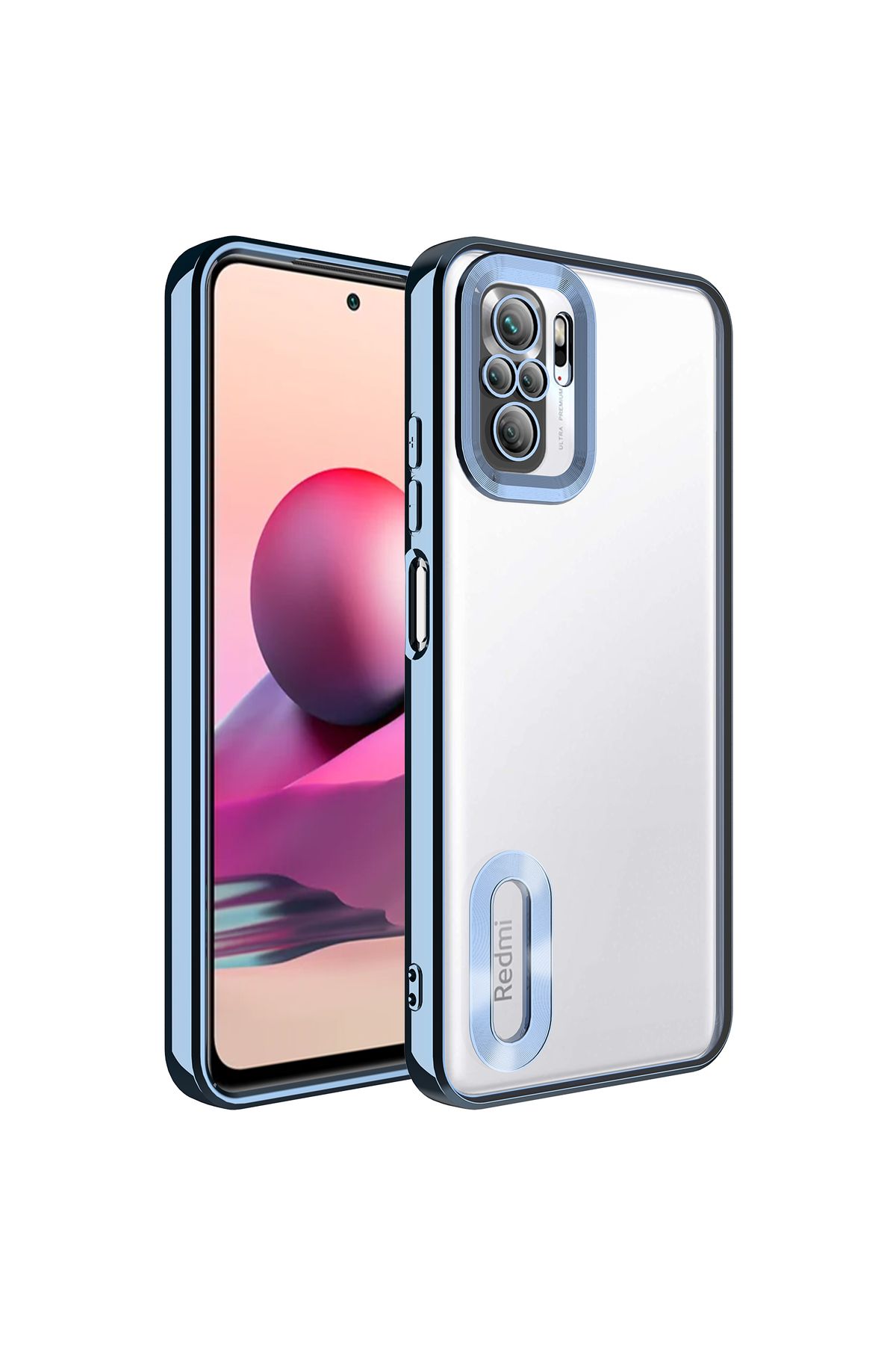 YTSGLOBAL Redmi Note 10S Kılıf Kamera Korumalı Logo Gösteren YTSG Omega Kapak - Sierra Mavi