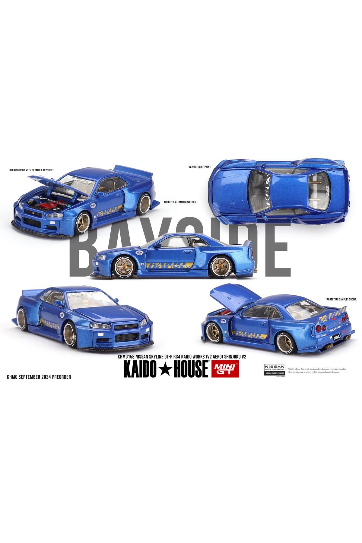 mini gt Kaido House Nissan Skyline GT-R (R34) Kaido Works (V2 Aero) SHINJUKU V2 158