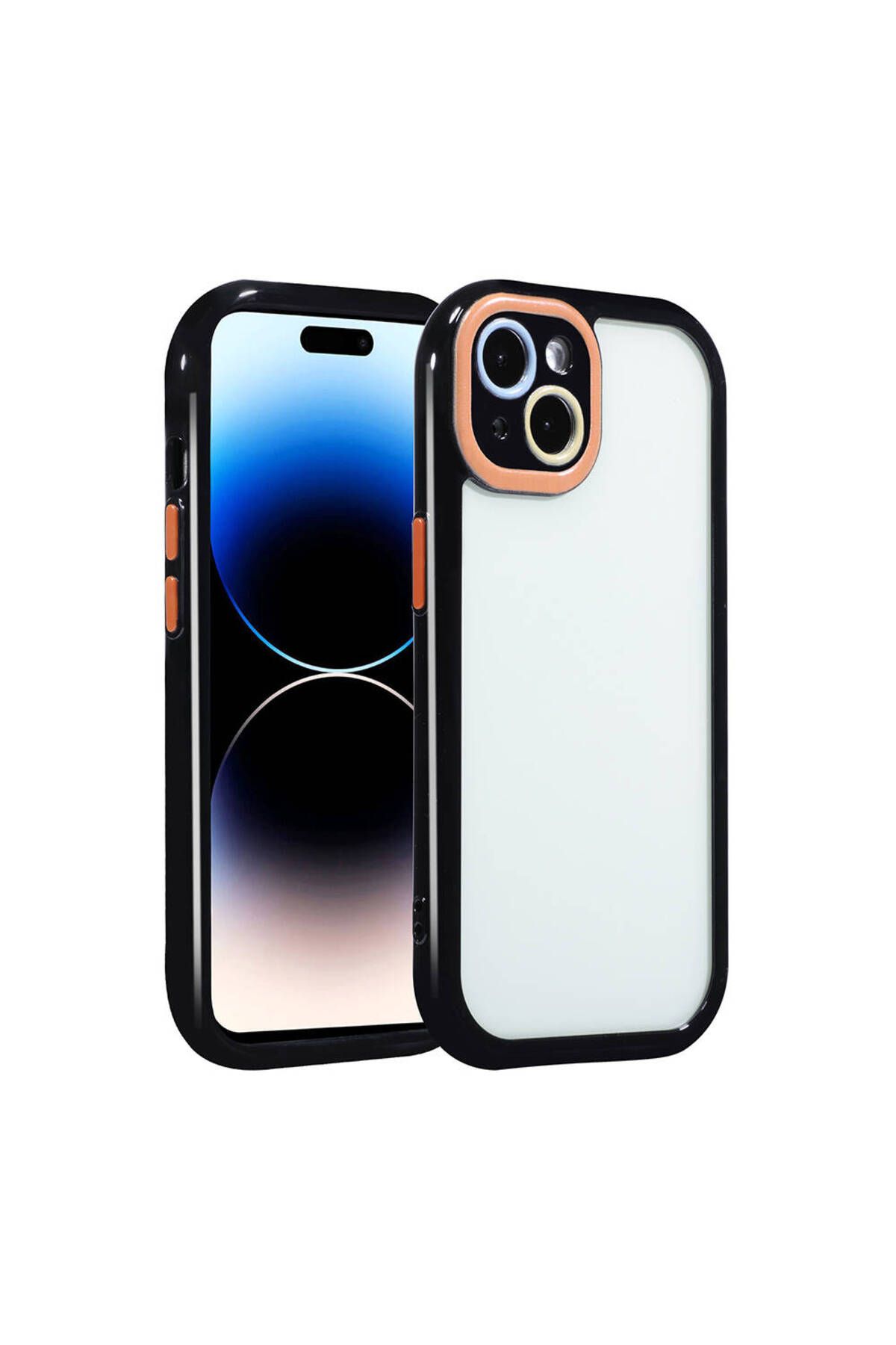 YTSGLOBAL iPhone 14 Kılıf Kamera Korumalı Renkli Kenar ve Çerçeve Tasarımlı YTSG Vitamin Kapak-Siyah