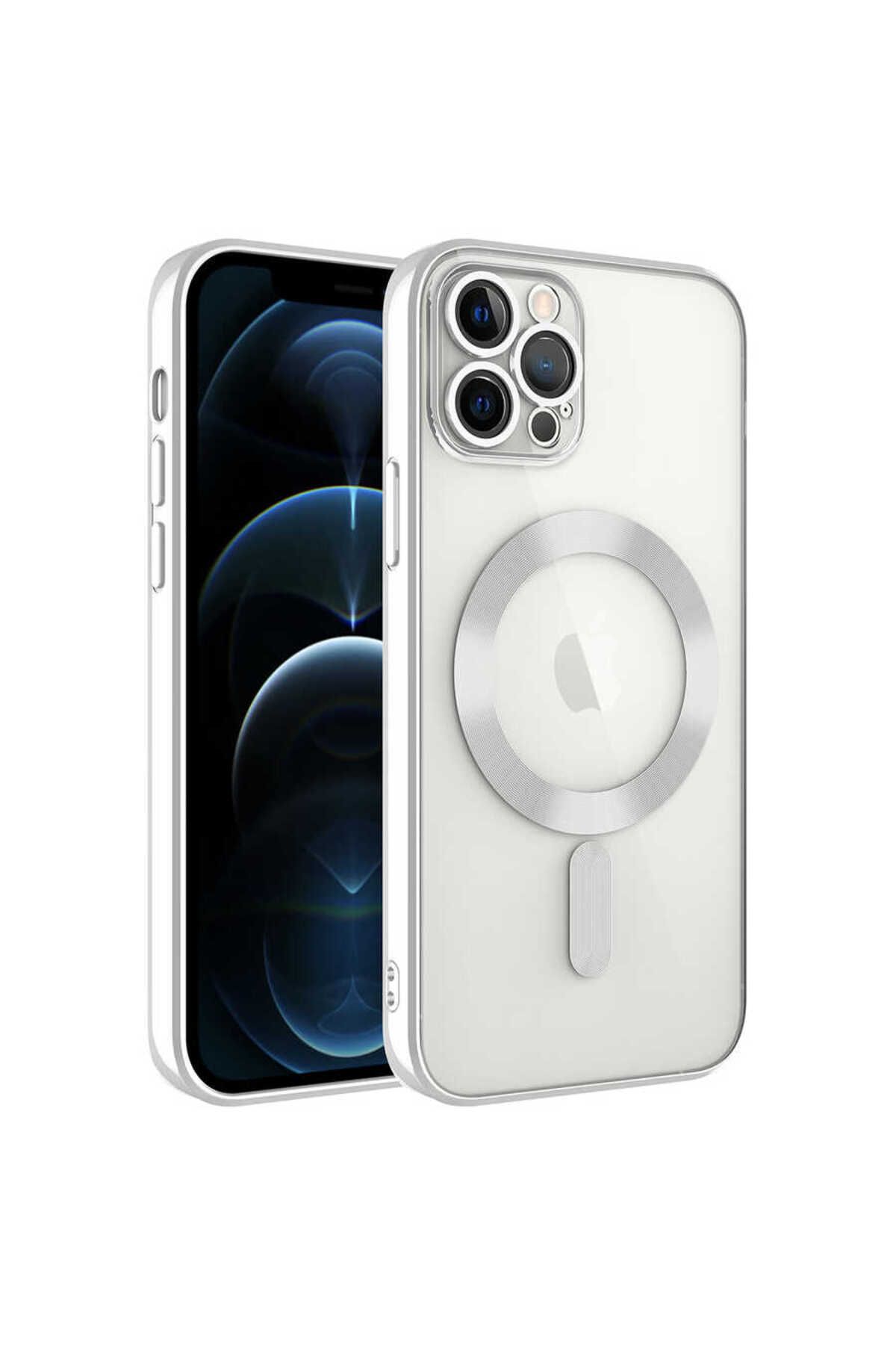 YTSGLOBAL iPhone 11 Pro Uyumlu Kamera Korumalı Magsafe Wireless Şarj Özellikli YTSG Demre Kılıf-Gümüş