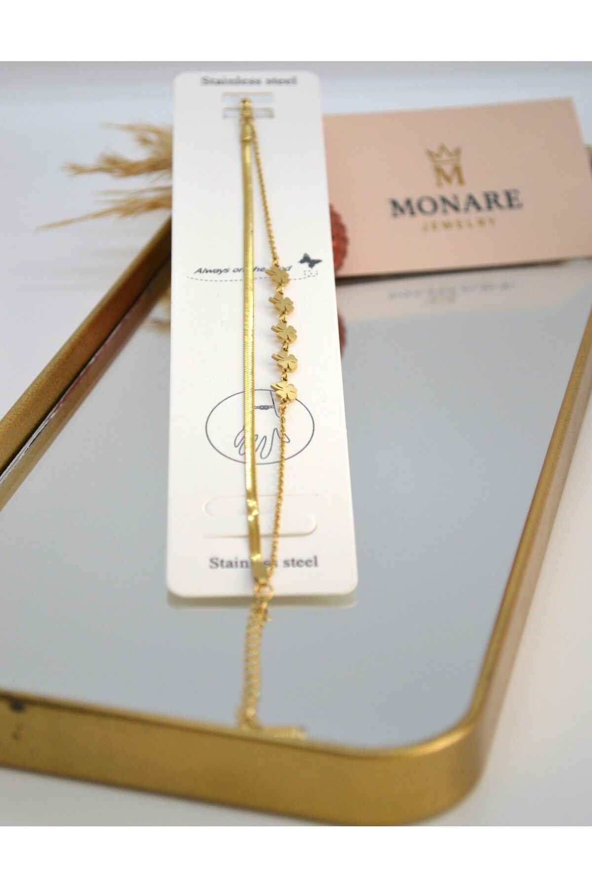 MONARE JEWELRY Monare Kadın Çelik Bileklik Kararmaz Suya Dayanıklı Antialerjik