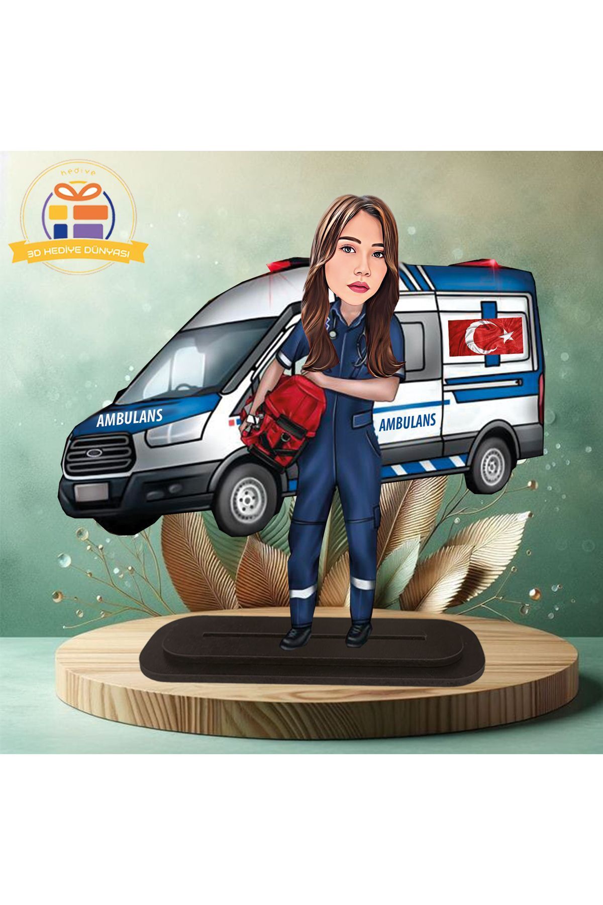 SerenityHaven 112 acil servis hemşire ambulans karikatürlü biblo hediye 3d masa üstü biblo hediyesi