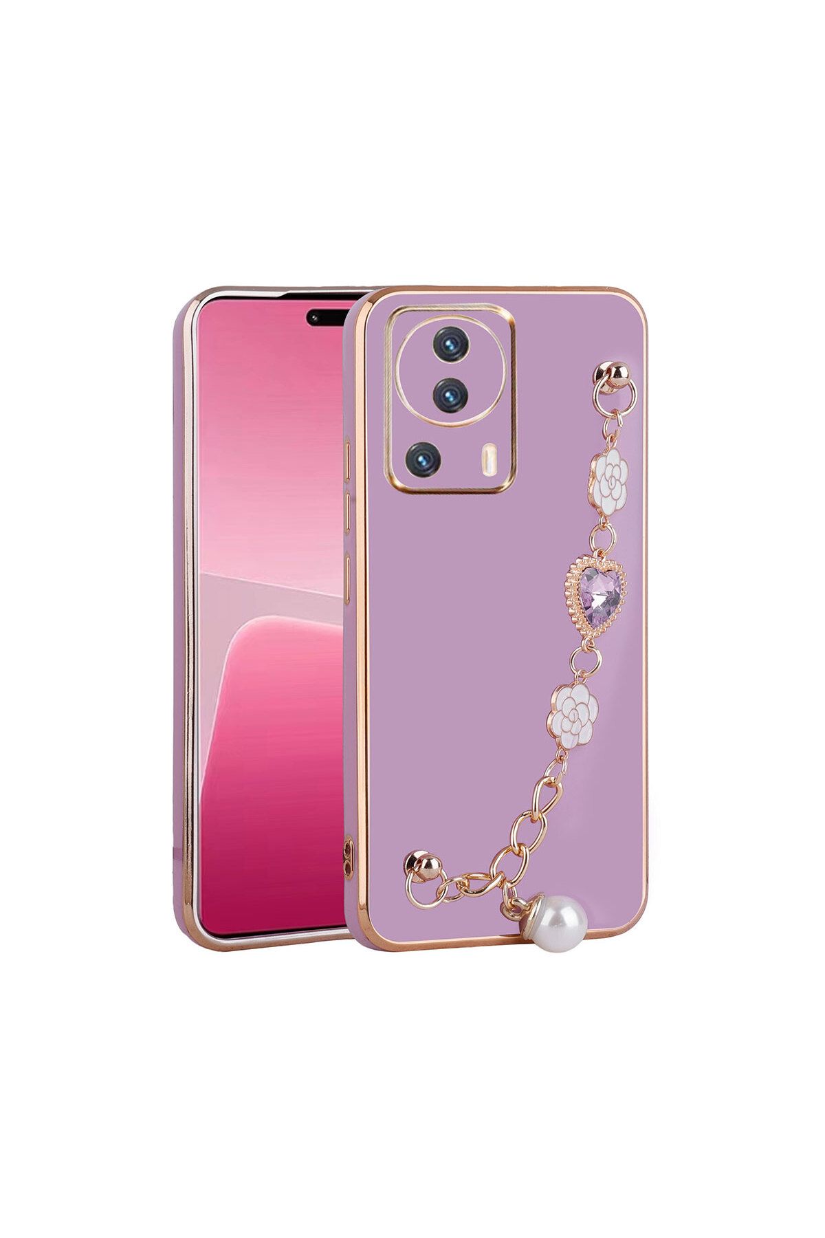 YTSGLOBAL Mi 13 Lite Kılıf El Tutamaçlı Kamera Korumalı YTSG Taka Silikon Kapak - Mor