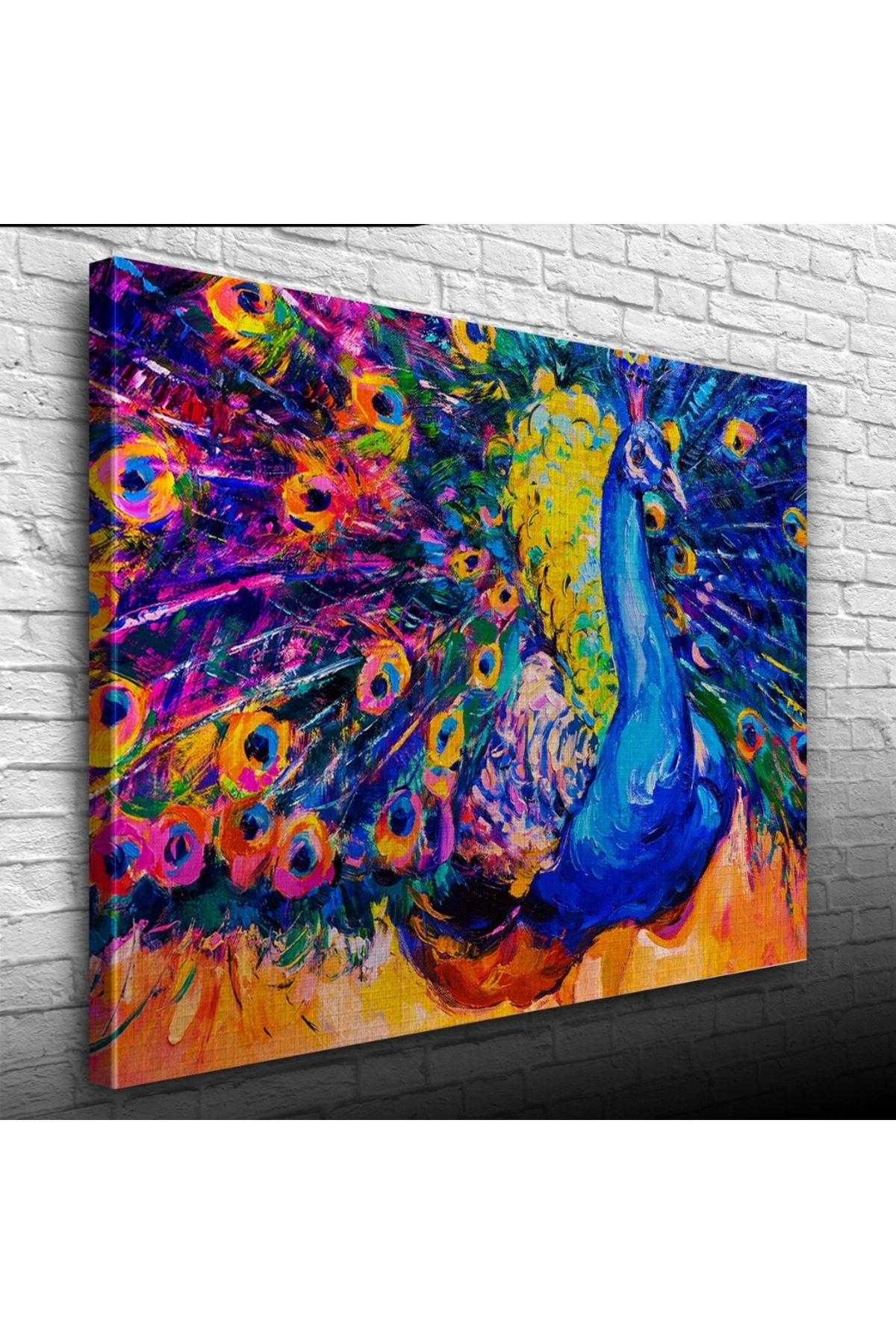 Kanonik Education Mavi Renkli Tavus Kuşu Yağlıboya Kanvas Tablo 50 x 70