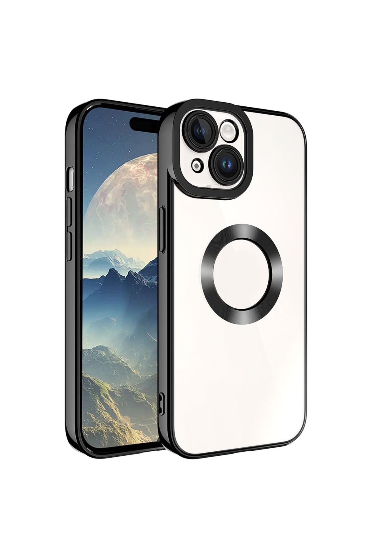 YTSGLOBAL iPhone 15 Uyumlu Kamera Korumalı Logo Gösteren YTSG Omega Kılıf-Siyah