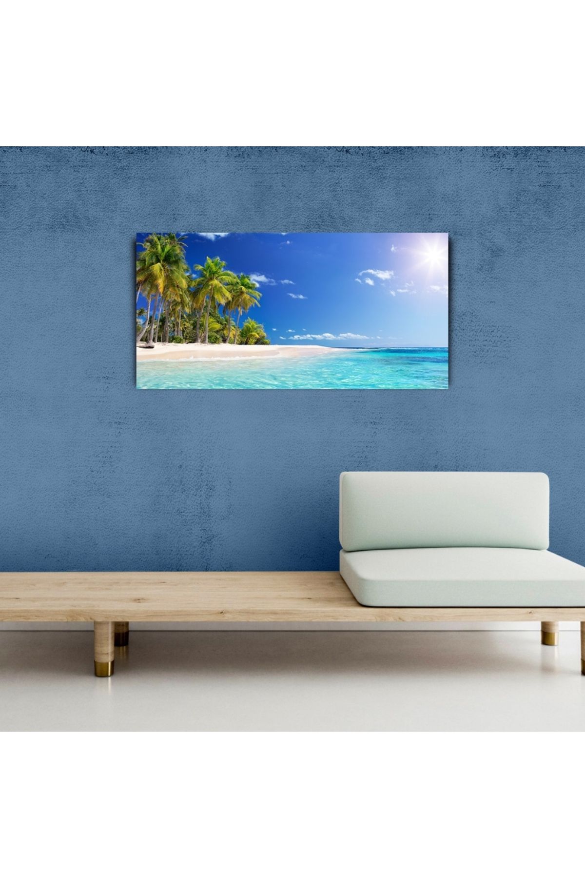 Kanonik Education Palmiye Ağaçlı Ada Tablosu, Canvas Tablo 60x120