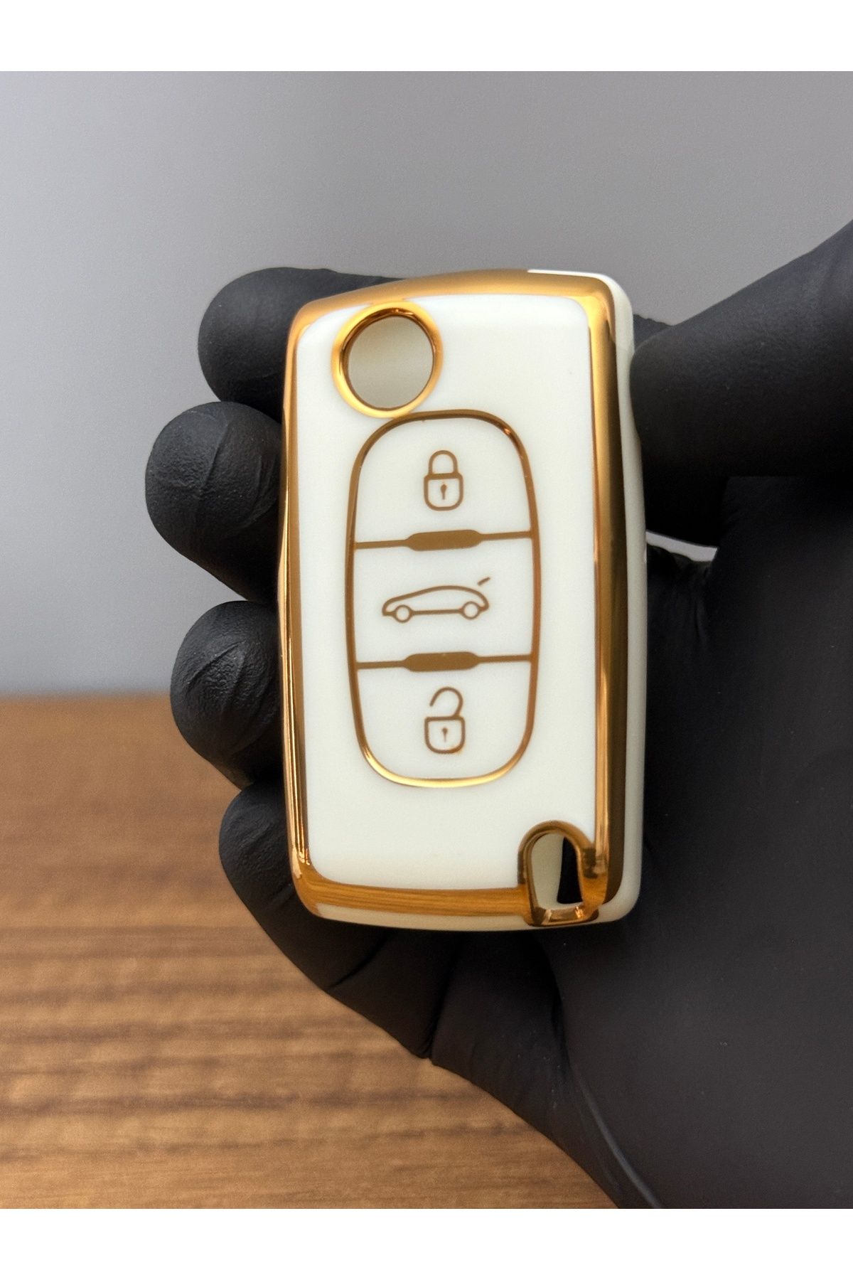 Mavi Keys Peugeot Partner 307 207 308 5008 Citroën Berlingo C2 C3 C4 3 Düğmeli Silikon Kumanda Kılıf Beyaz