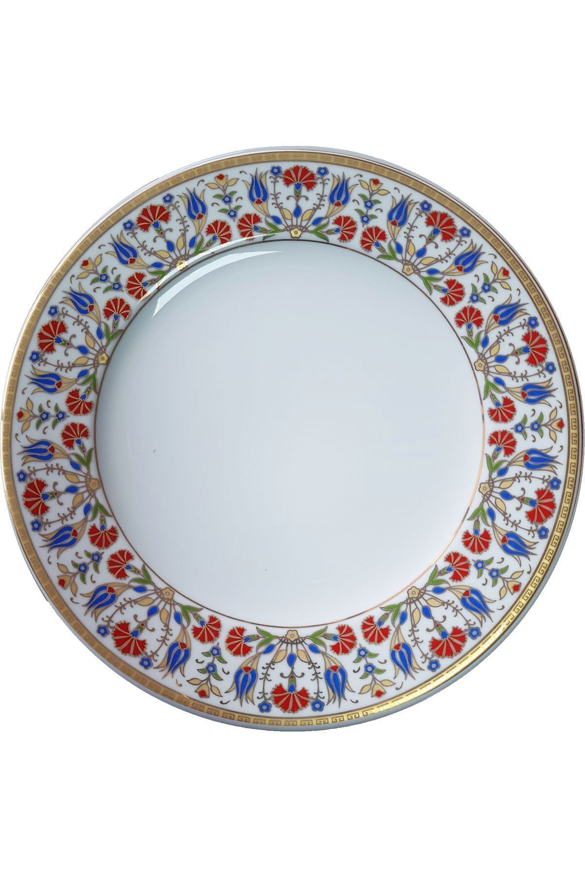 SerenityHaven PRT 99 25 cm Sarı Altın yaldızlı karanfil desenli porselen Kaligrafi çini tabak