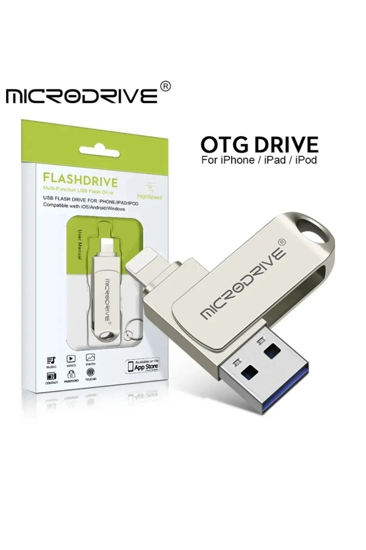 MicroDrive Iphone 256 Gb Otg Usb Flash Bellek 2 In 1 Kalem Sürücü Için Ios Uyumlu Depolama Cihazı