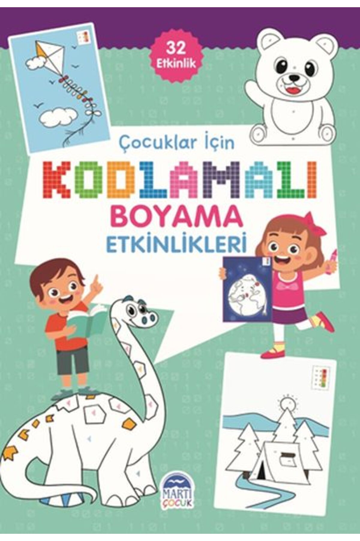 Artemis Yayınları Çocuklar İçin Kodlamalı Boyama Etkinlikleri - Yeşil - 32 Etkinlik