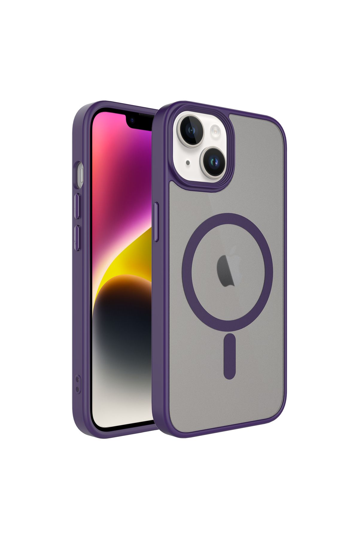 YTSGLOBAL iPhone 13 Uyumlu Mat Arka Yüzey Wireless Şarj Özellikli YTSG Flet Magsafe Kılıf-Derin Mor
