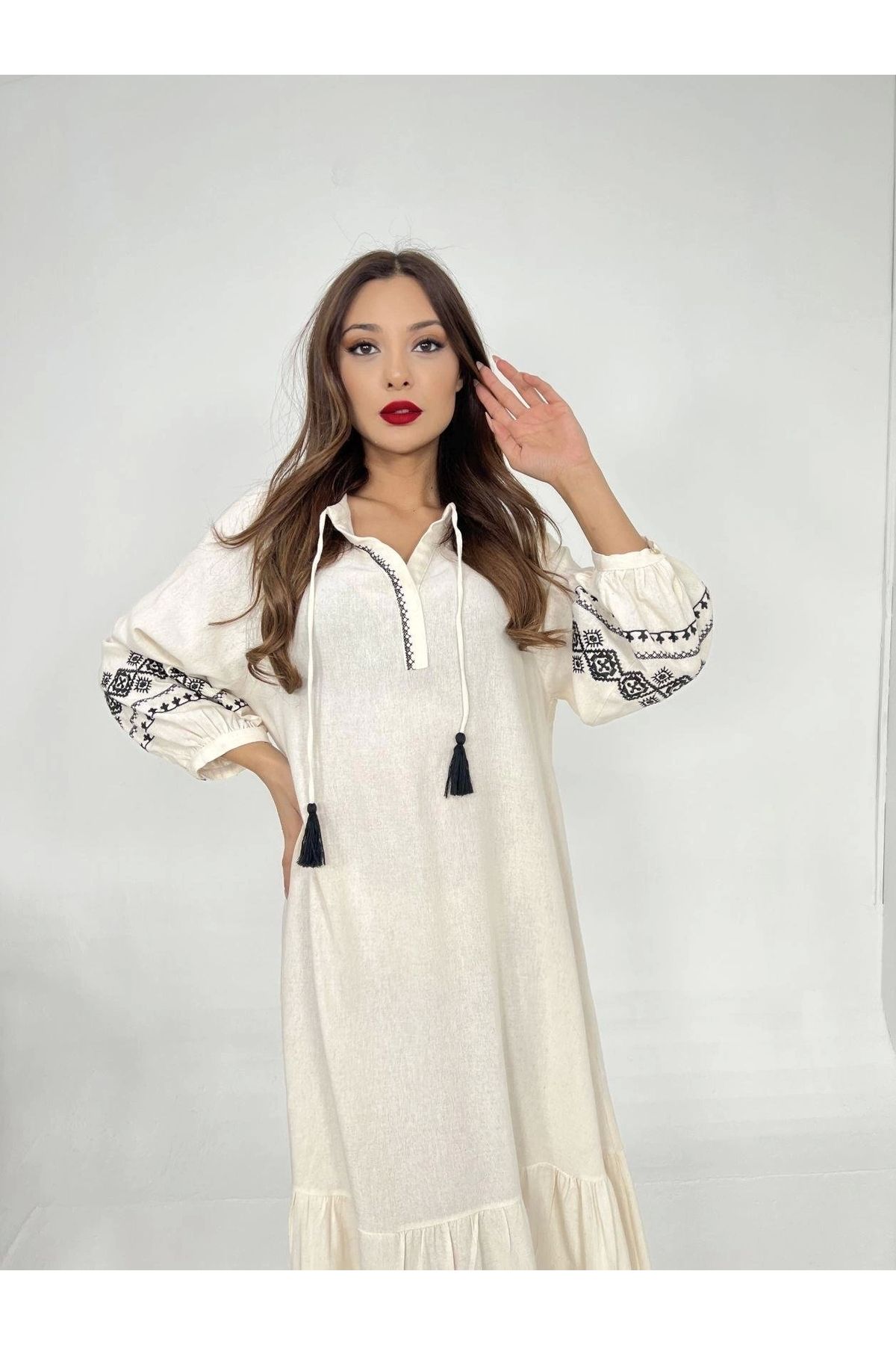nedo7 6533 ELBİSE-BEJ