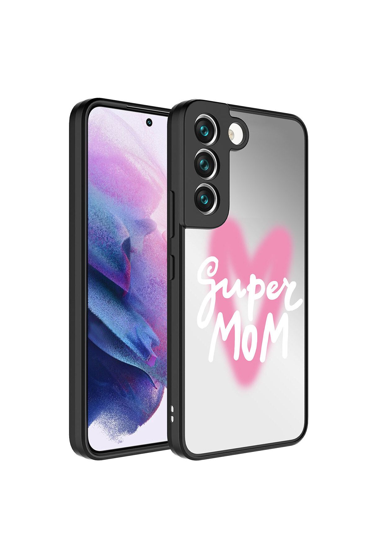 YTSGLOBAL Galaxy S21 FE Uyumlu Aynalı Desenli Kamera Korumalı Parlak YTSG Mirror Kılıf-Süper Anne