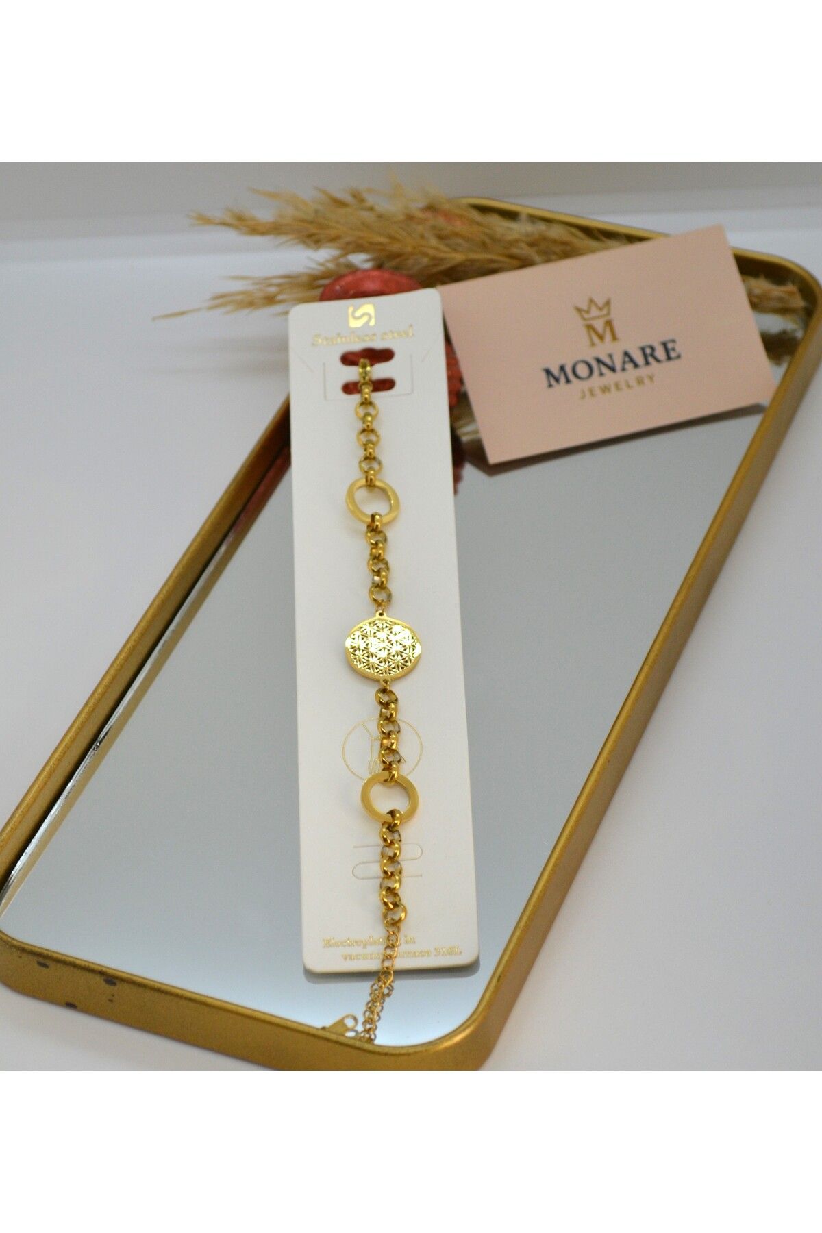 MONARE JEWELRY Monare Kadın Çelik Bileklik Kararmaz Suya Dayanıklı Antialerjik