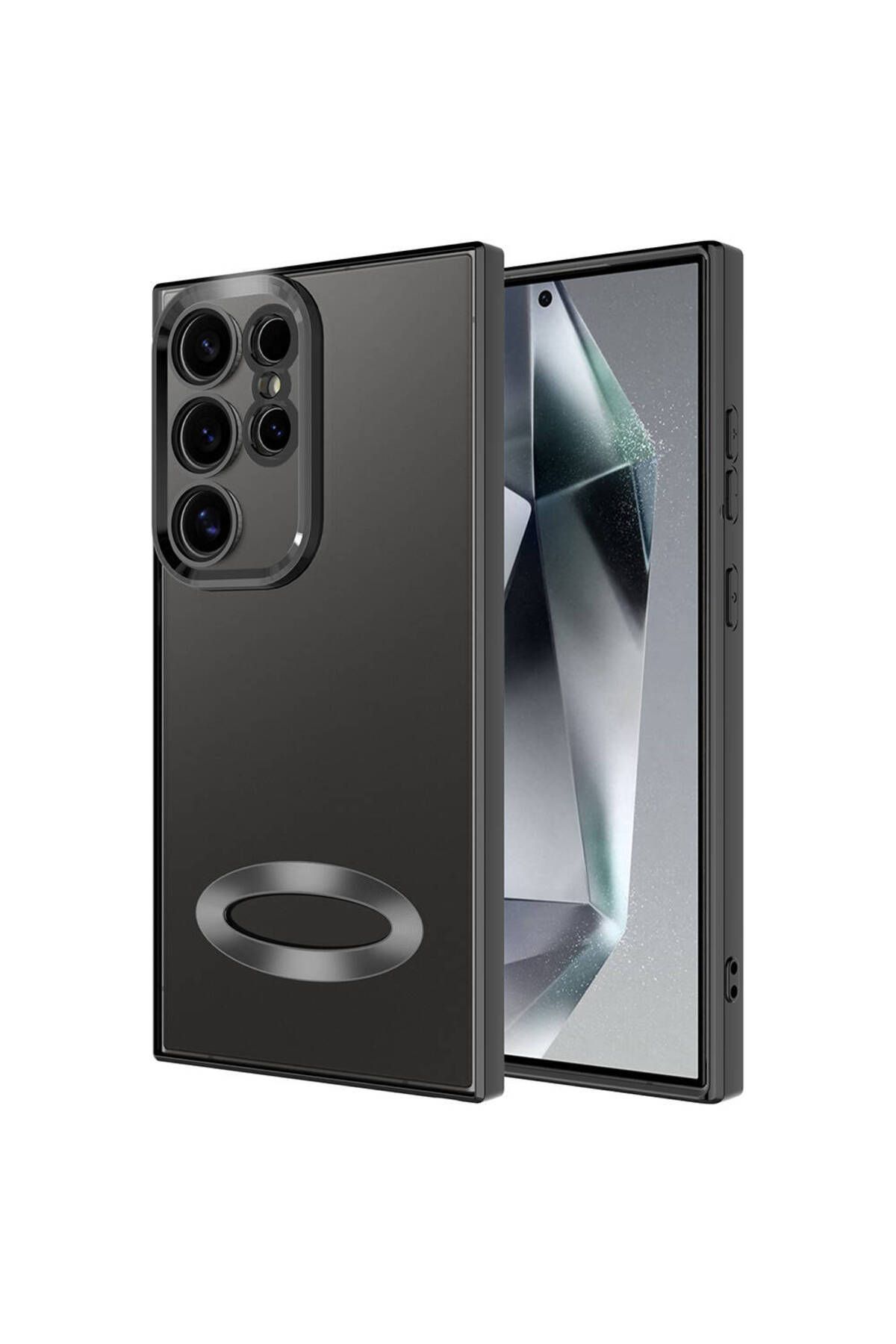 YTSGLOBAL Galaxy S24 Ultra Kılıf Kamera Korumalı Logo Gösteren YTSG Omega Kapak - Siyah