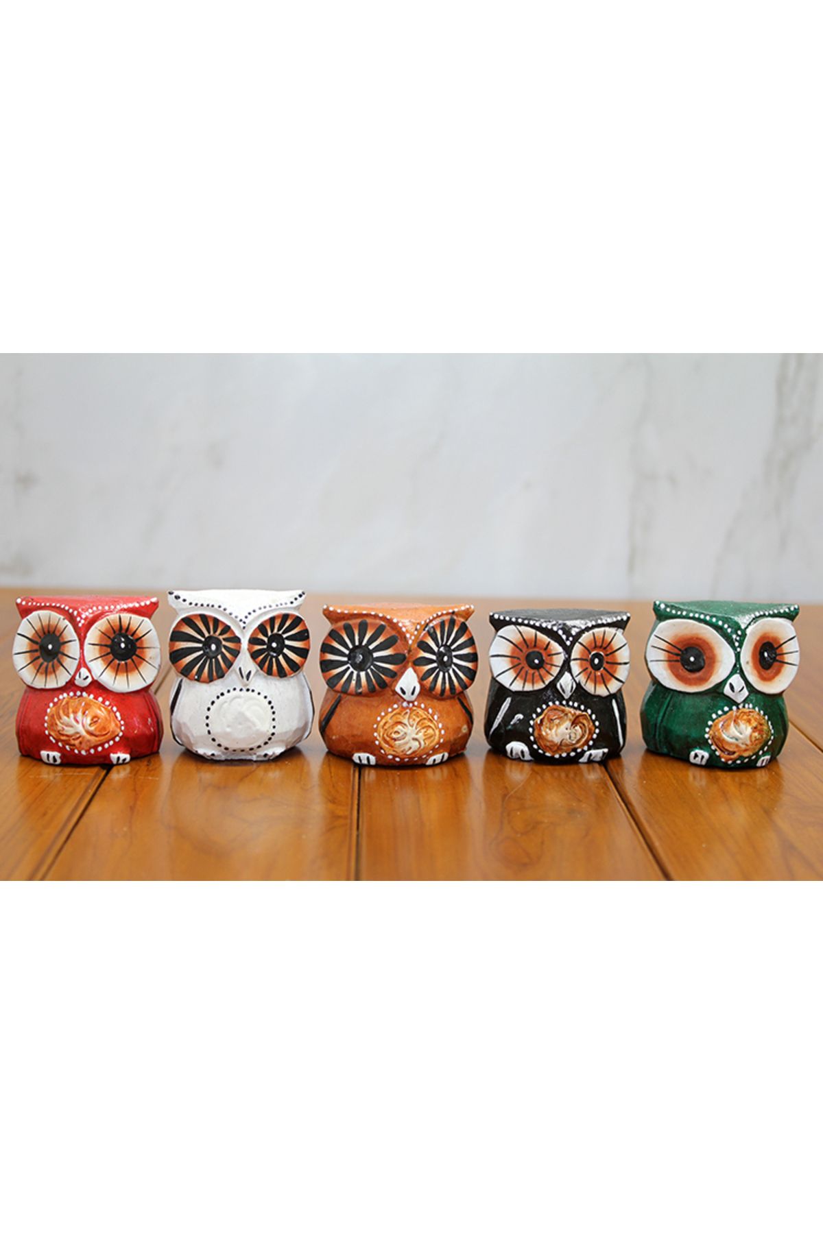 D&M Life Collection Ahşap 5'li Baykuş Seti Model 3