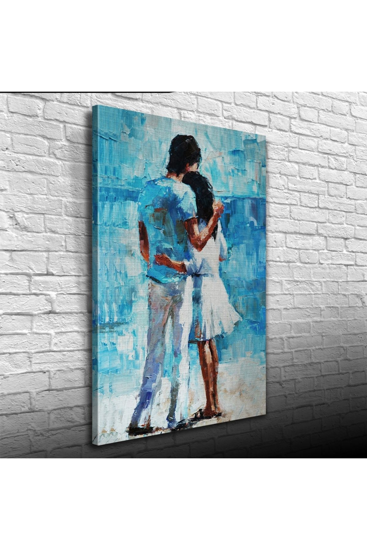 Kanonik Education Sarılmış Sevgililer Yağlıboya Kanvas Tablo 50 x 70