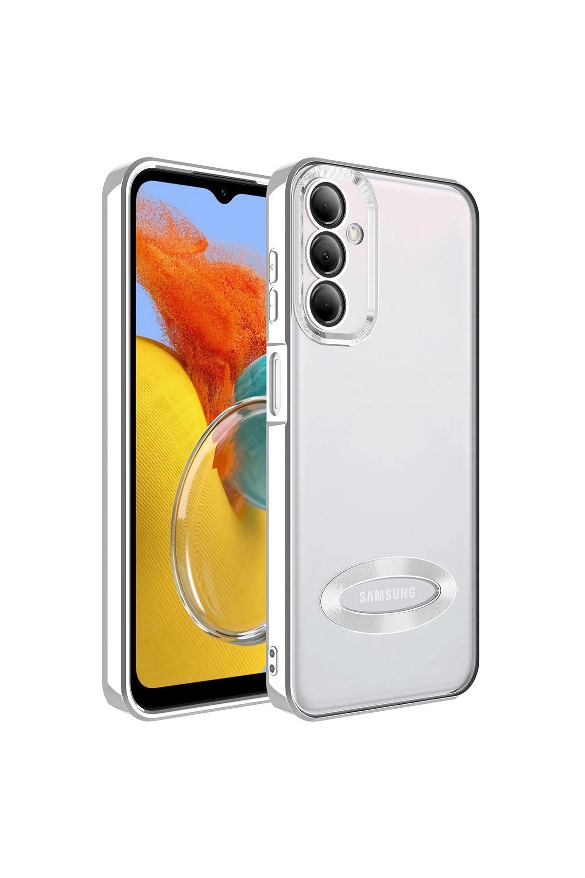 YTSGLOBAL Galaxy M14 Kılıf Kamera Korumalı Logo Gösteren YTSG Omega Kapak - Gümüş
