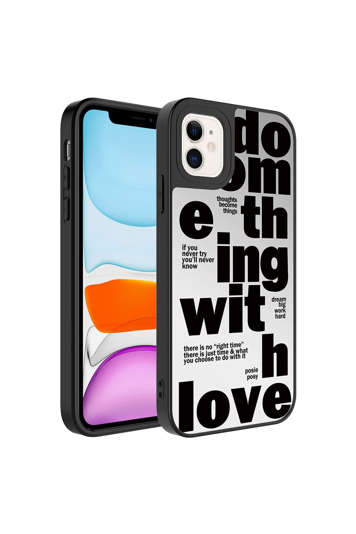 YTSGLOBAL iPhone 11 Uyumlu Aynalı Desenli Kamera Korumalı Parlak YTSG Mirror Kılıf-Love